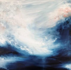 Won't you take my hand and stand still? - Abstract blue seascape painting