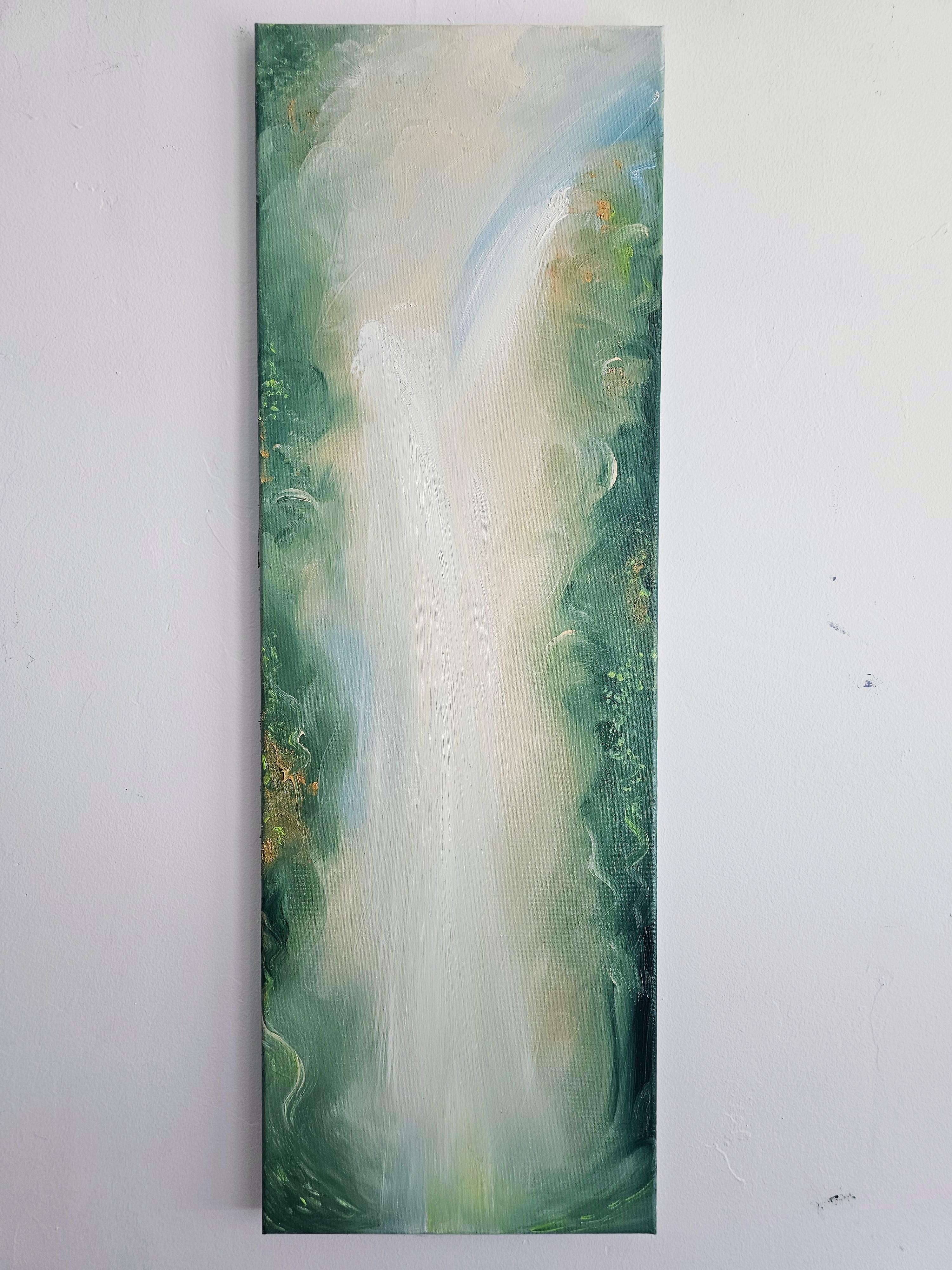 Tu única vida salvaje y preciosa - Sereno cuadro verde de naturaleza abstracta en venta 6