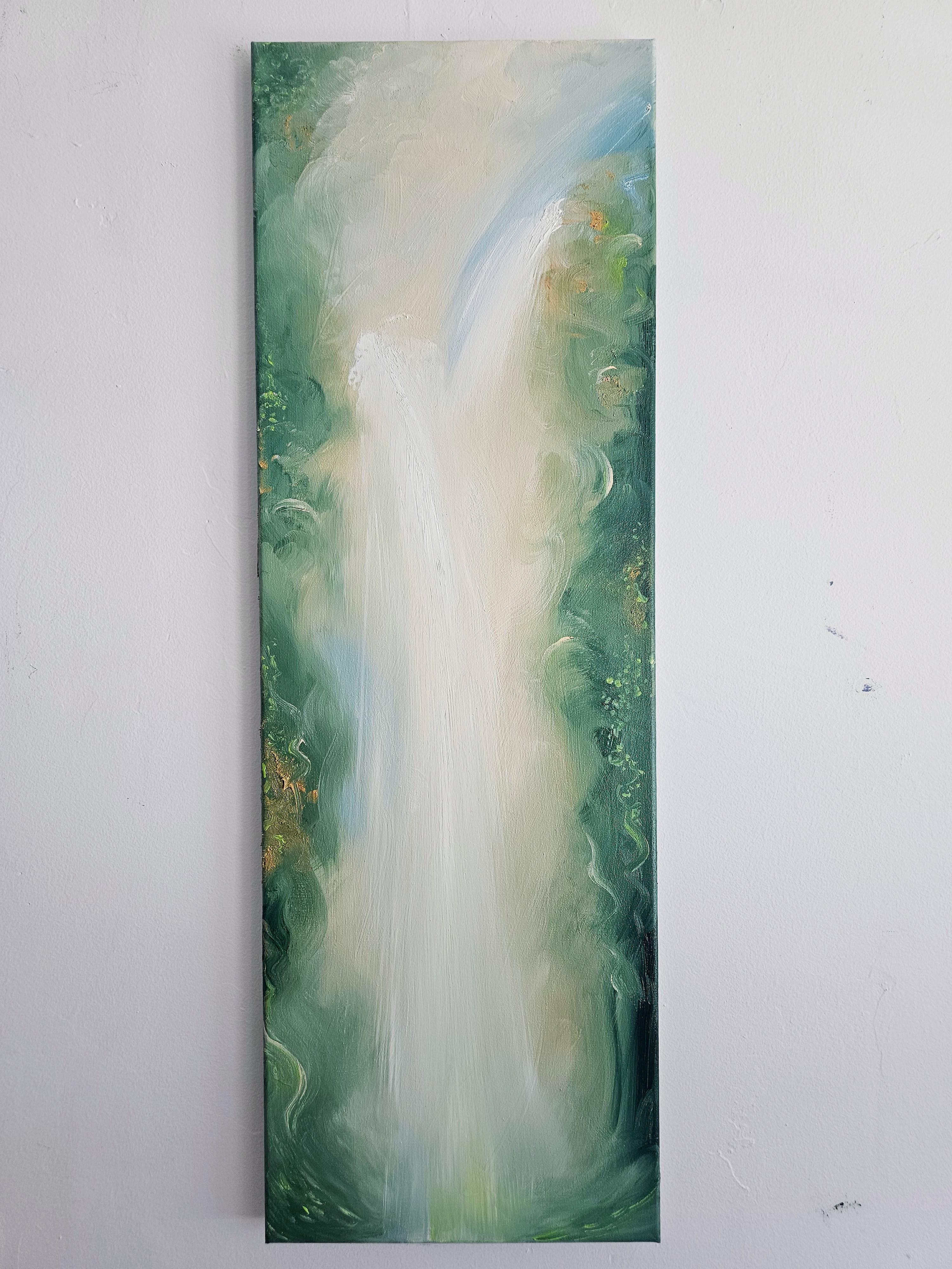 Tu única vida salvaje y preciosa - Sereno cuadro verde de naturaleza abstracta en venta 7