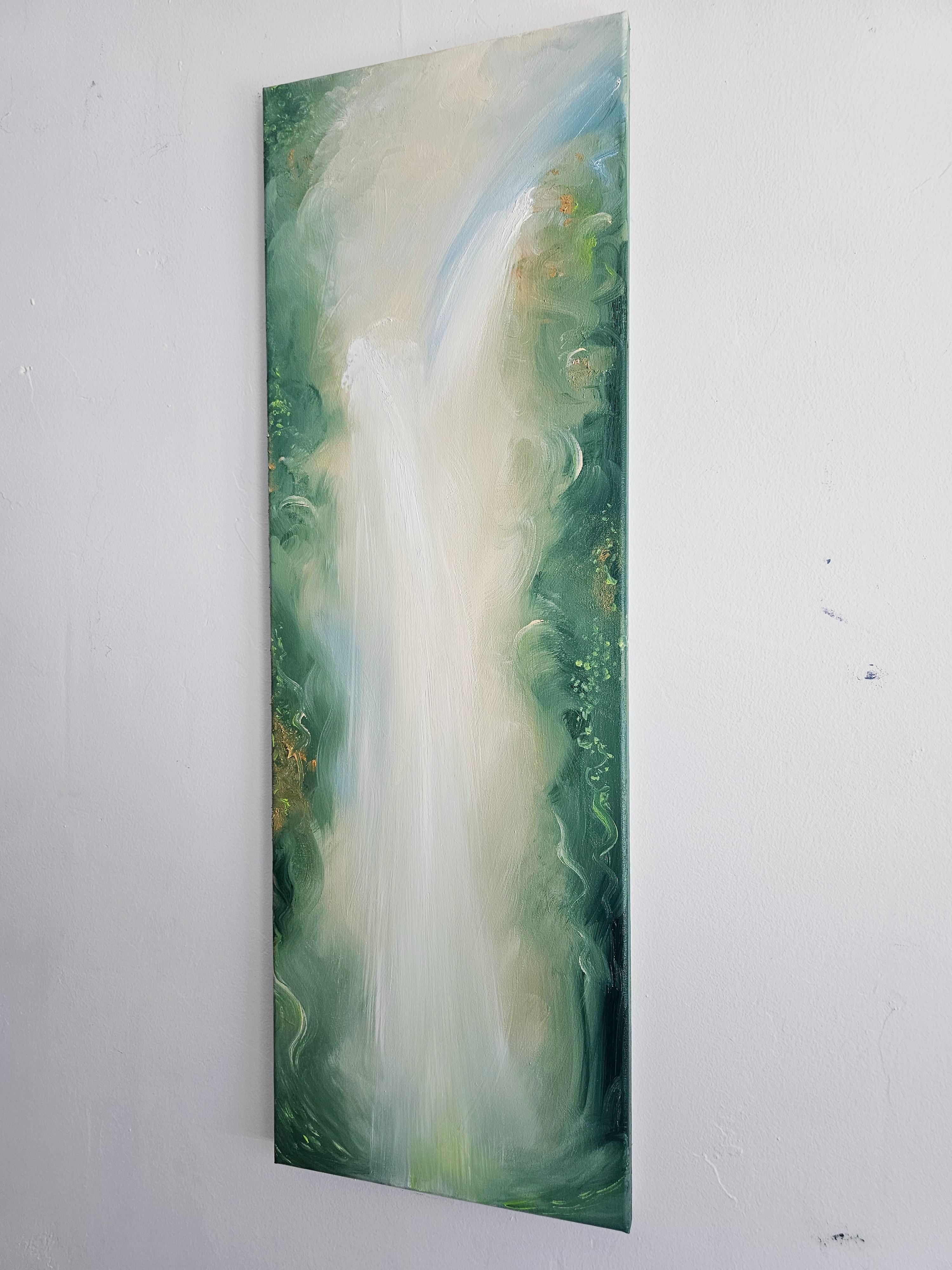 Tu única vida salvaje y preciosa - Sereno cuadro verde de naturaleza abstracta en venta 8