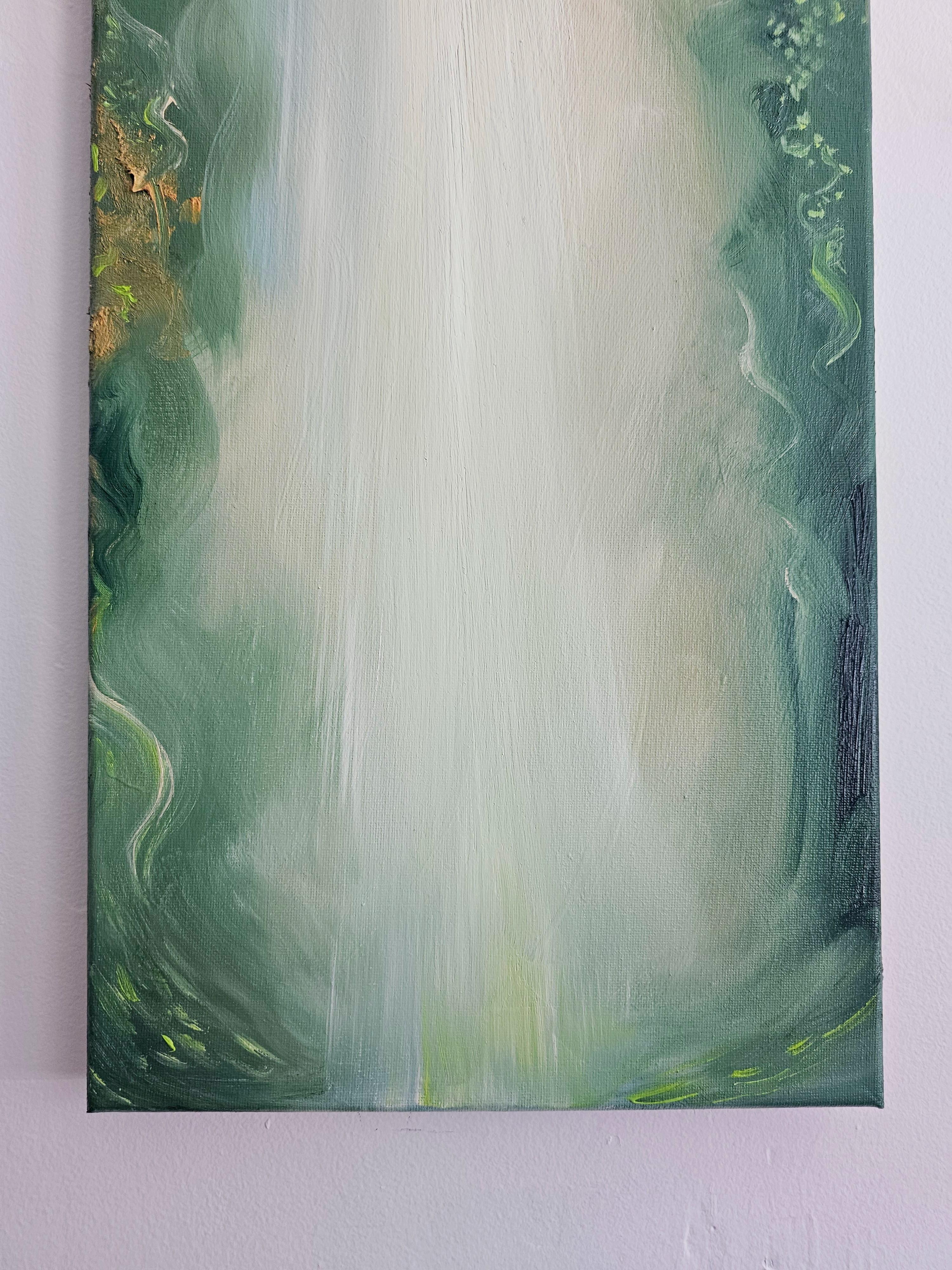 Tu única vida salvaje y preciosa - Sereno cuadro verde de naturaleza abstracta en venta 10