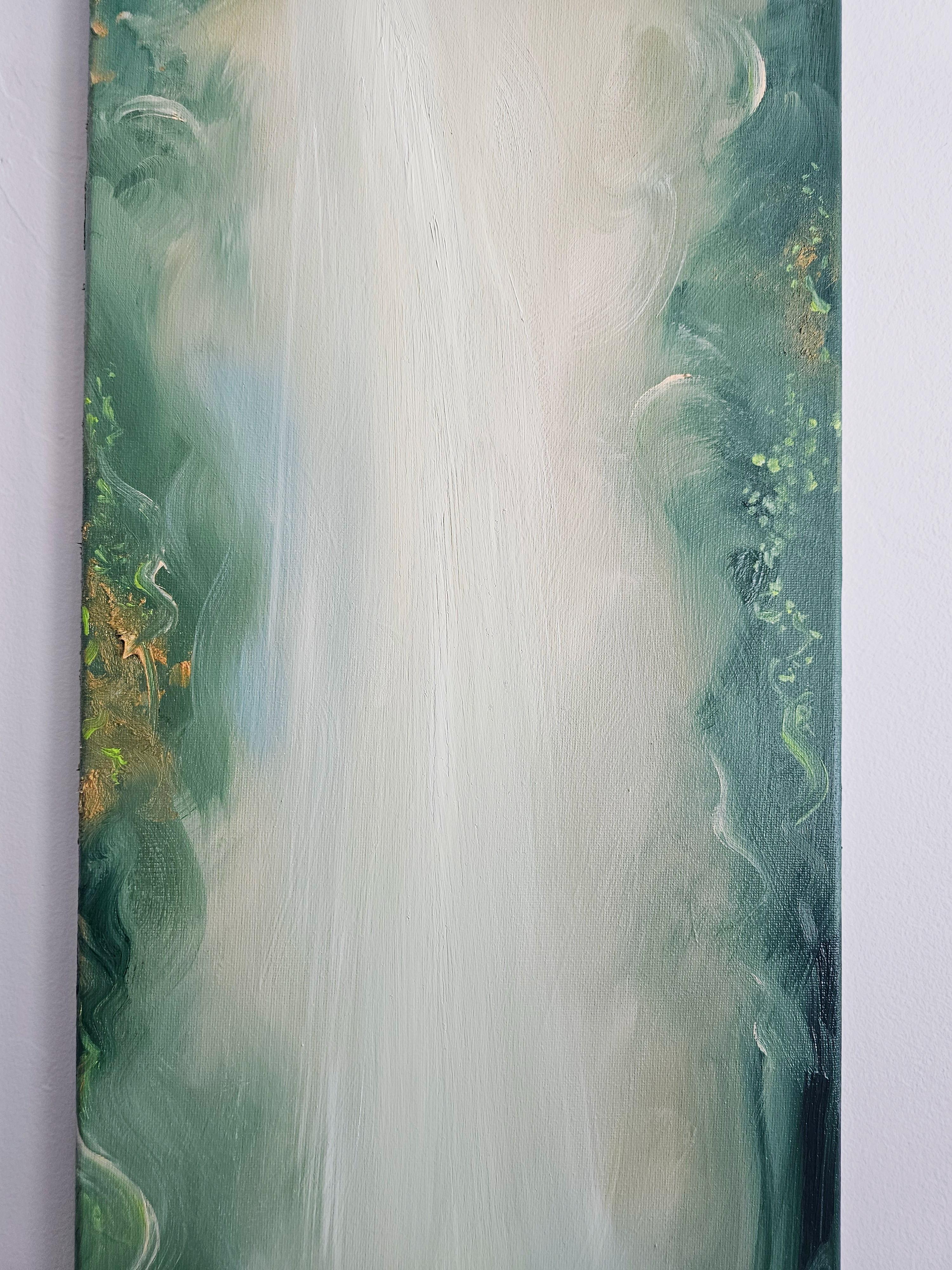 Tu única vida salvaje y preciosa - Sereno cuadro verde de naturaleza abstracta en venta 11