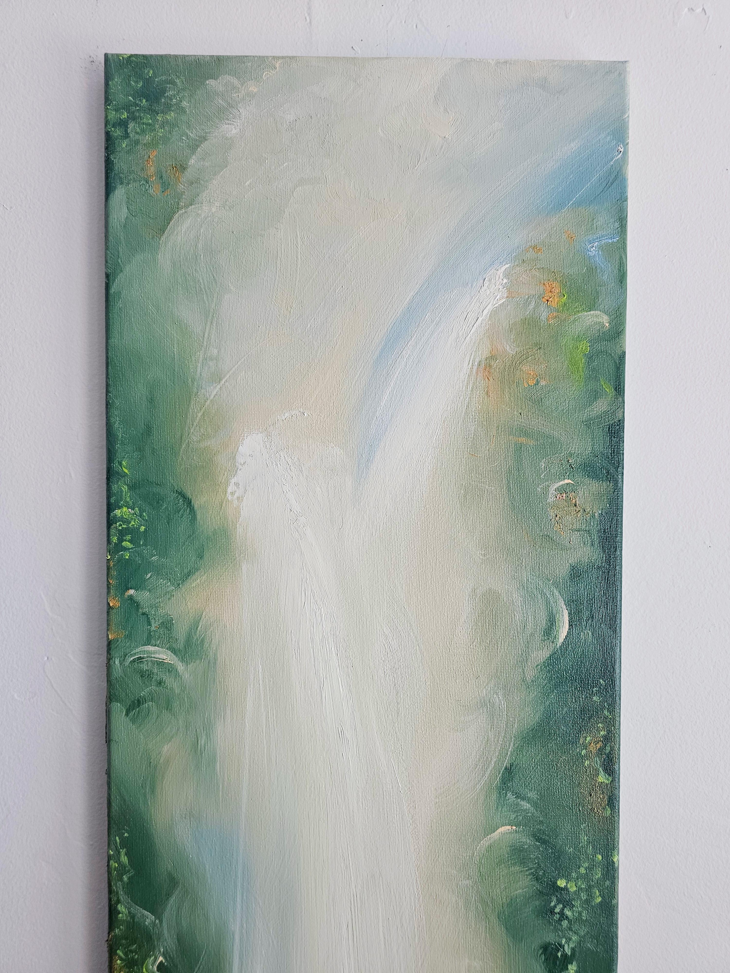 Tu única vida salvaje y preciosa - Sereno cuadro verde de naturaleza abstracta en venta 12