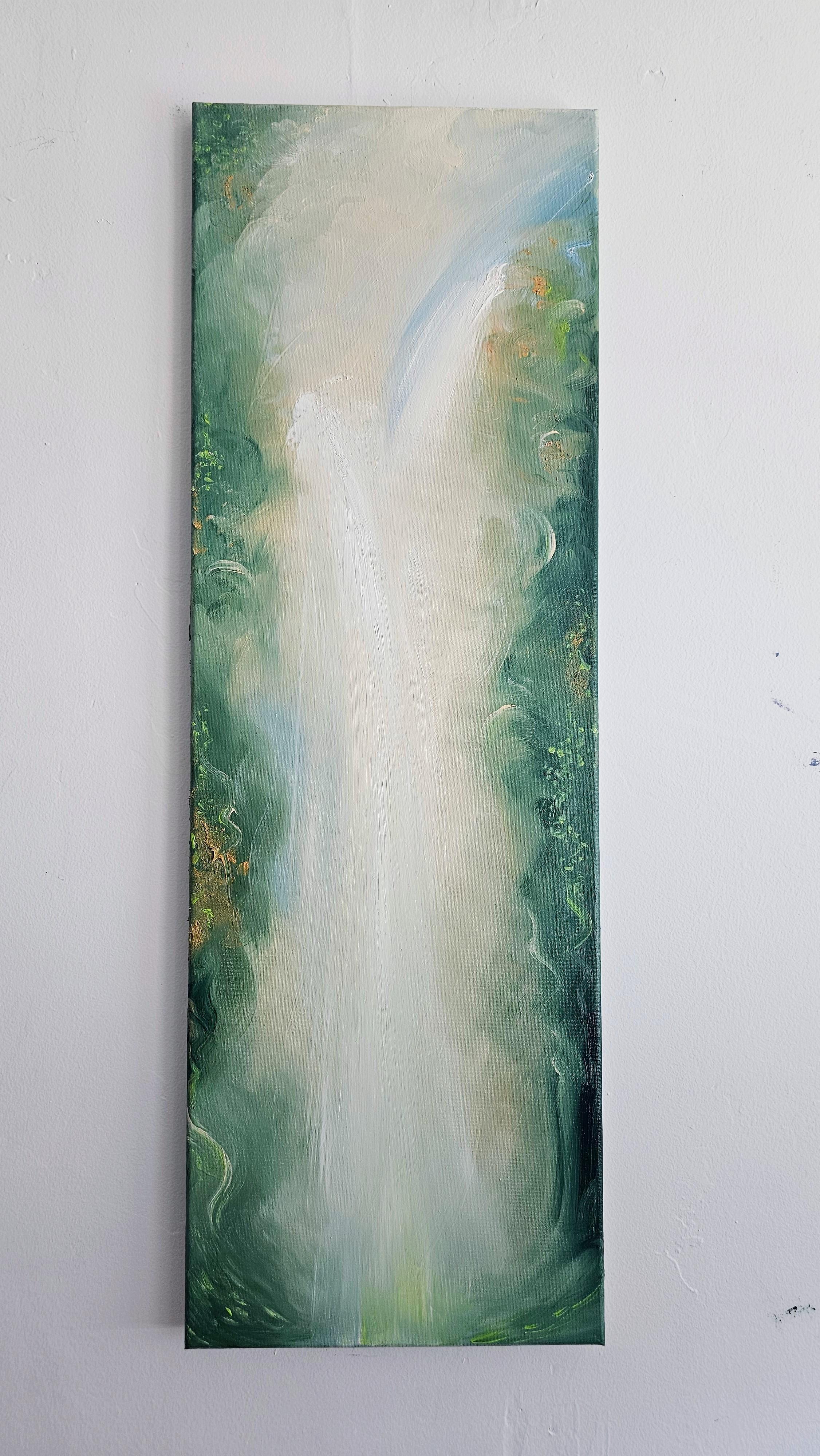 Tu única vida salvaje y preciosa - Sereno cuadro verde de naturaleza abstracta en venta 13