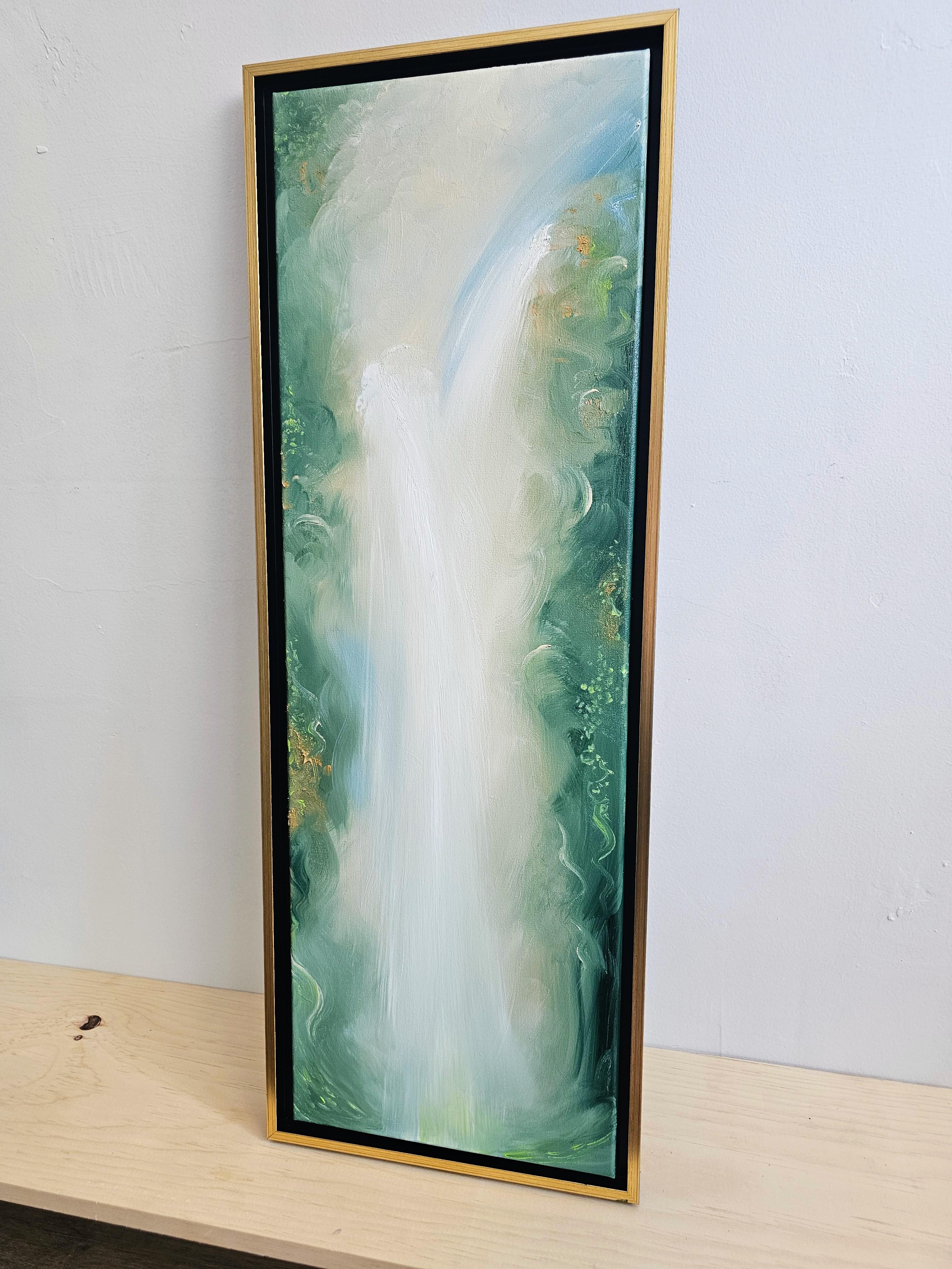 Tu única vida salvaje y preciosa - Sereno cuadro verde de naturaleza abstracta en venta 14