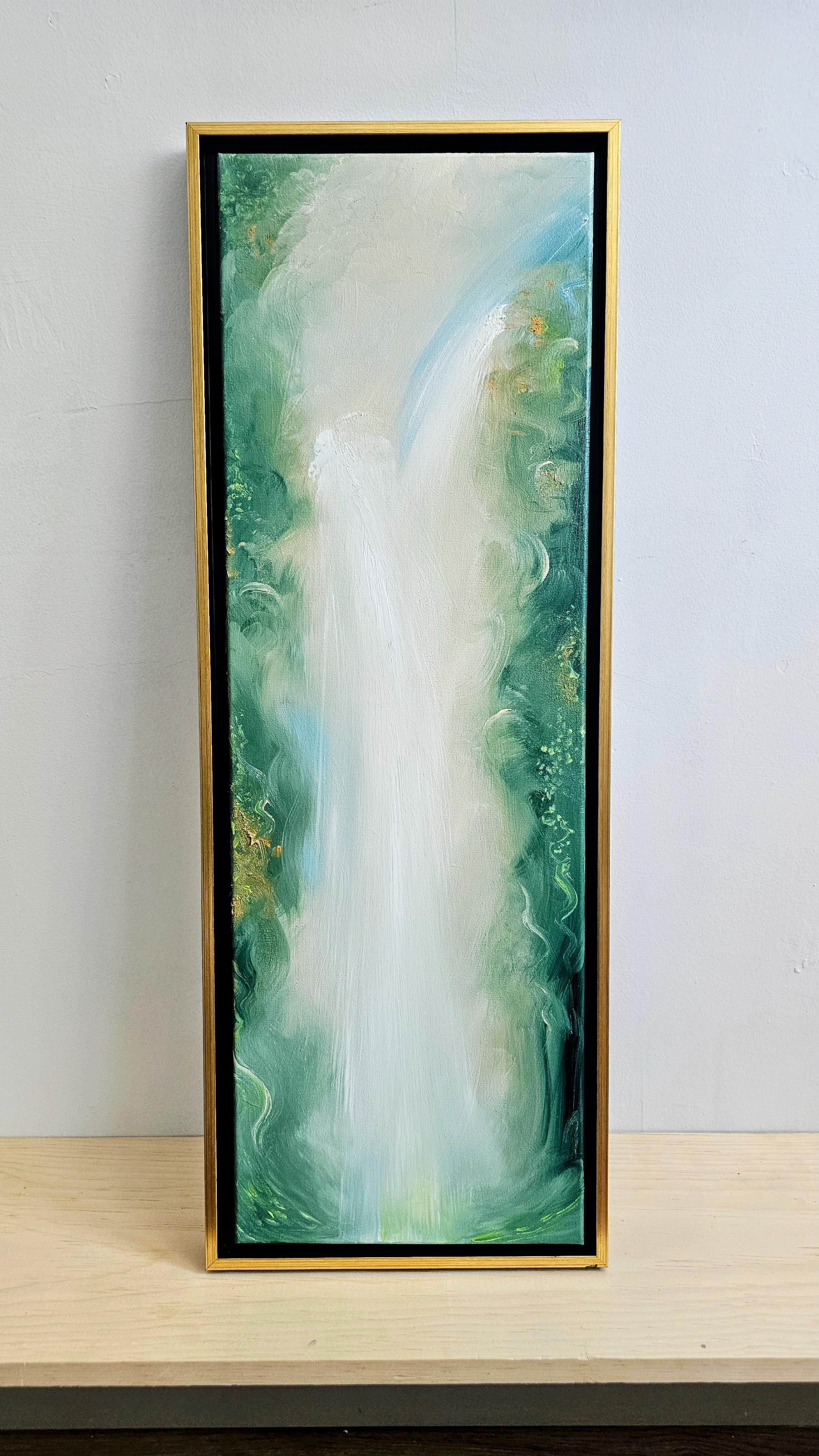 Tu única vida salvaje y preciosa - Sereno cuadro verde de naturaleza abstracta - Painting de Jennifer L. Baker