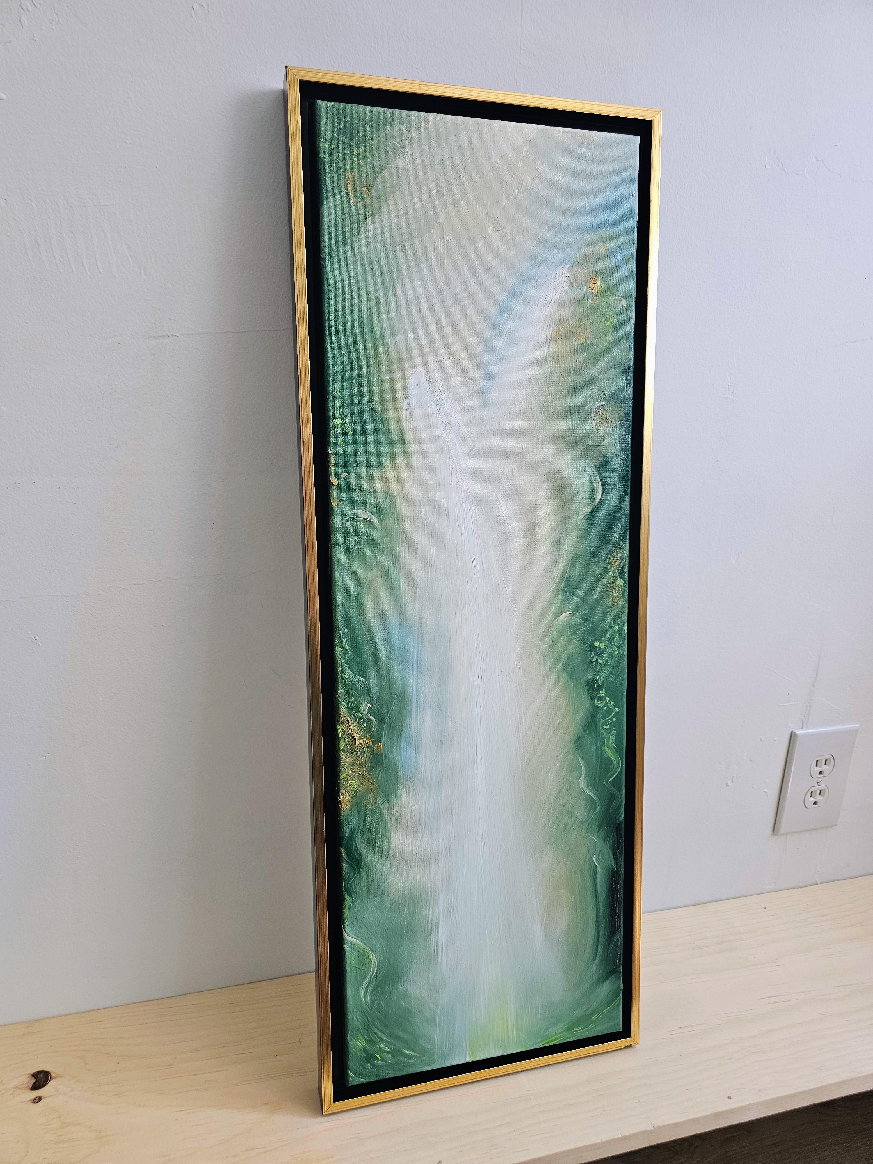 Tu única vida salvaje y preciosa - Sereno cuadro verde de naturaleza abstracta - Painting Contemporáneo de Jennifer L. Baker