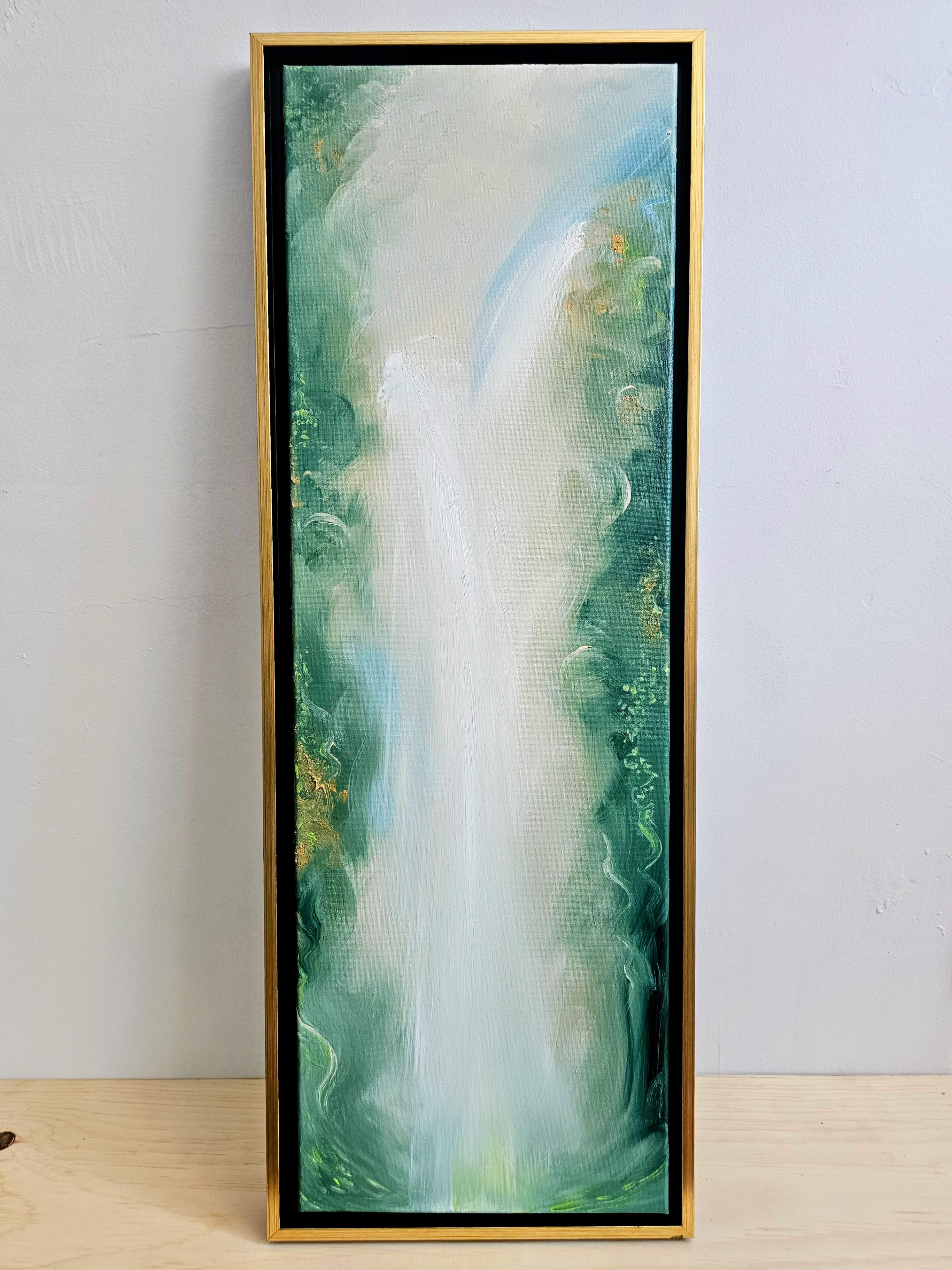 Tu única vida salvaje y preciosa - Sereno cuadro verde de naturaleza abstracta en venta 1