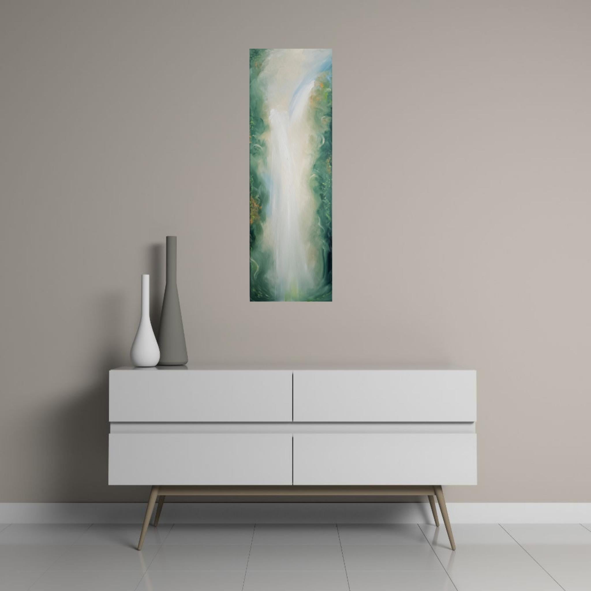 Tu única vida salvaje y preciosa - Sereno cuadro verde de naturaleza abstracta en venta 3