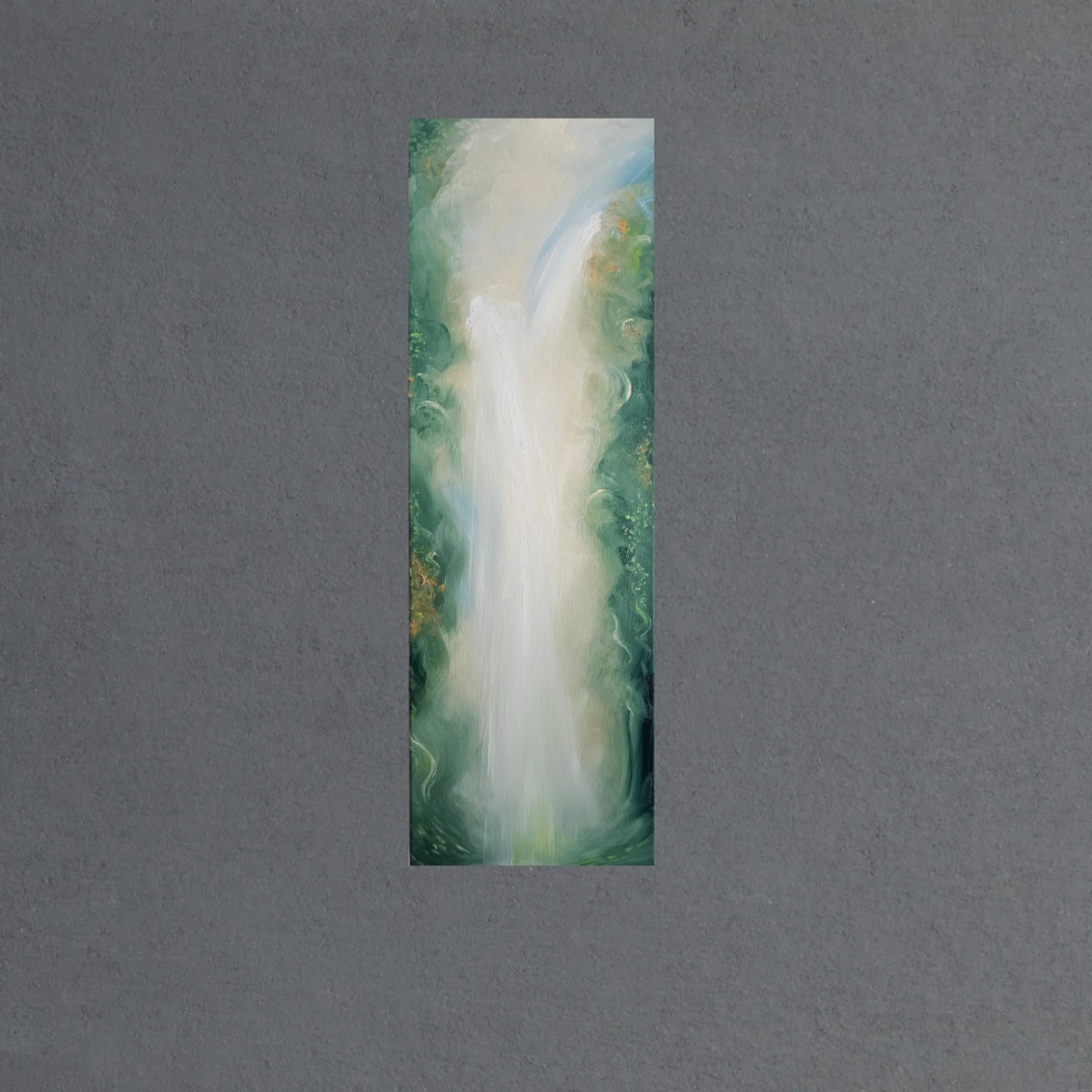 Tu única vida salvaje y preciosa - Sereno cuadro verde de naturaleza abstracta en venta 4