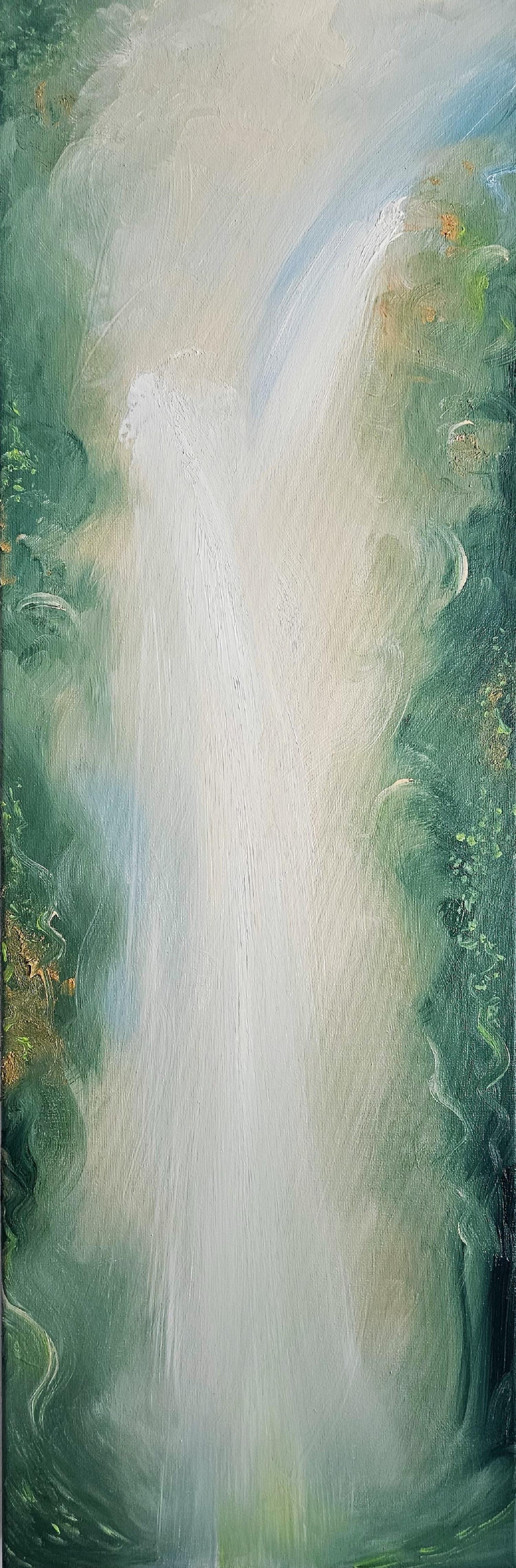 Abstract Painting de Jennifer L. Baker - Tu única vida salvaje y preciosa - Sereno cuadro verde de naturaleza abstracta
