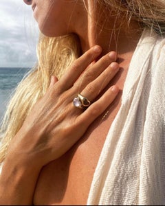 Jennifer Liang 14 KT Gold Amethyst Heart Signet Ring with Amethyst