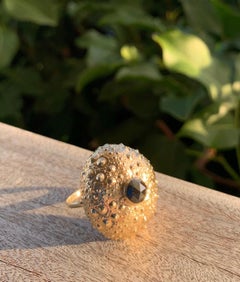 Jennifer Liang 14 KT Gold Mini Sea Urchin Ring with Black Diamond
