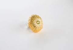 Jennifer Liang 14 KT Gold Sea Urchin Gemstone Ring in Green Peridot