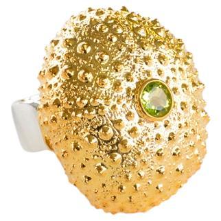 Jennifer Liang 14 KT Gold Sea Urchin Gemstone Ring in Green Peridot
