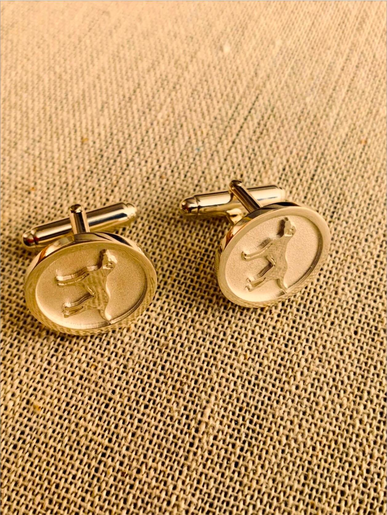 Jennifer Liang 14 KT Yellow Gold Chinese Zodiac Dog Cufflinks For Sale 1