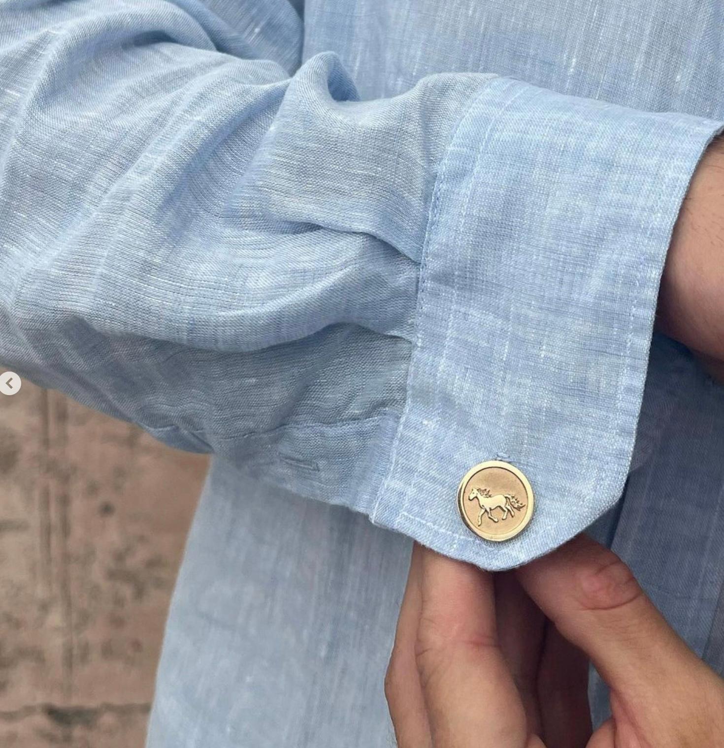 Men's Jennifer Liang 14 KT Yellow Gold Chinese Zodiac Dog Cufflinks For Sale