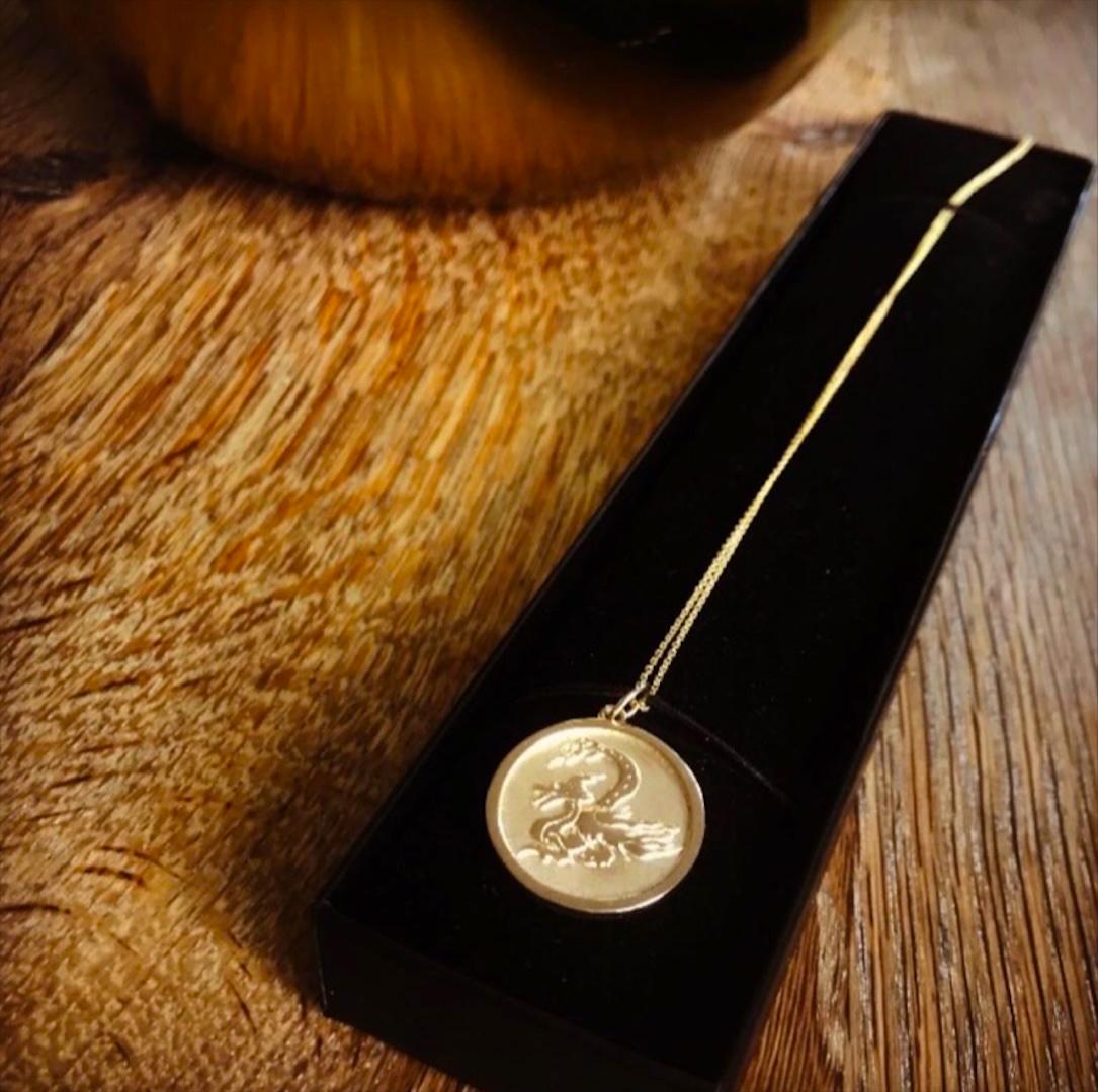 Contemporary Jennifer Liang 14KT Yellow Gold Chinese Zodiac Dragon Medallion For Sale
