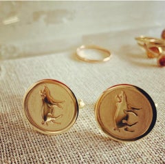 Jennifer Liang 14KT Yellow Gold Chinese Zodiac Pig Cufflinks