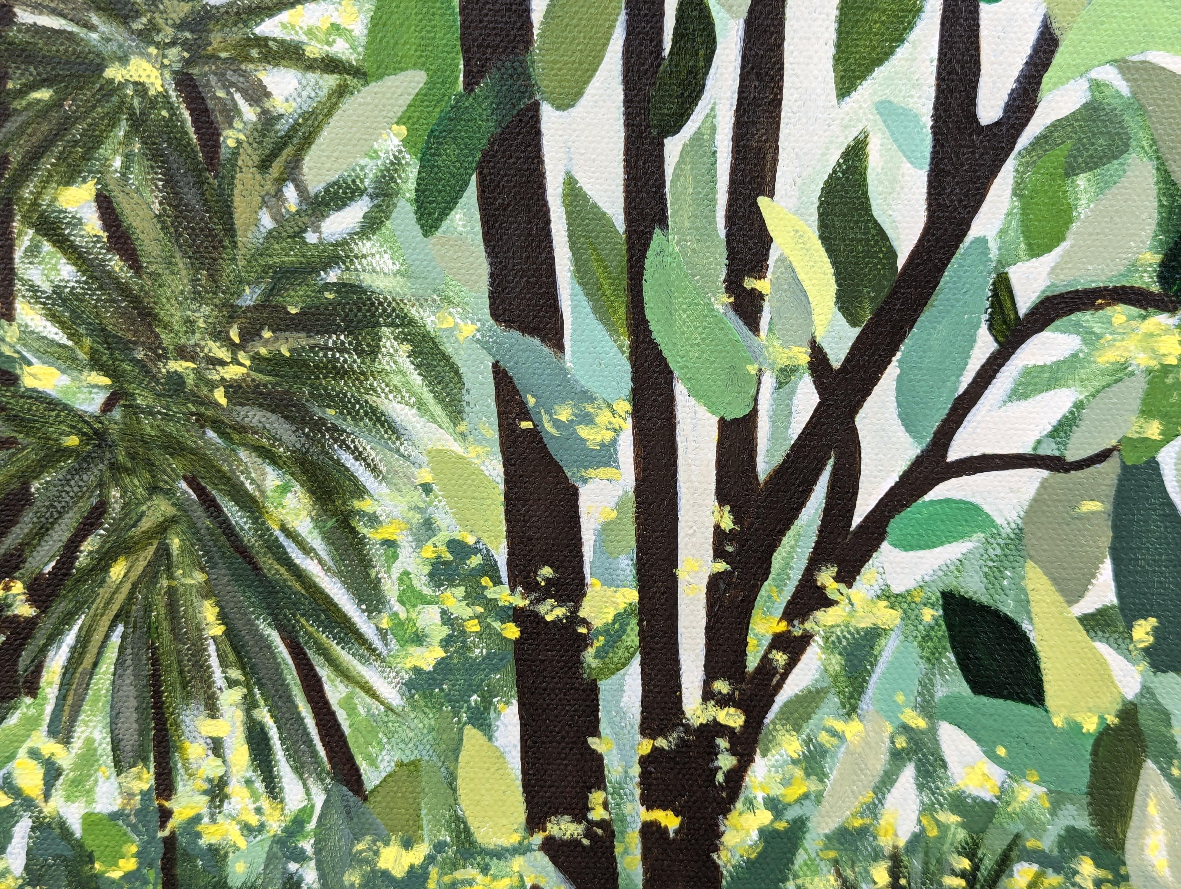 “Forest Ride” Contemporary Horse Riding Figure Through Green Foliage For Sale 6