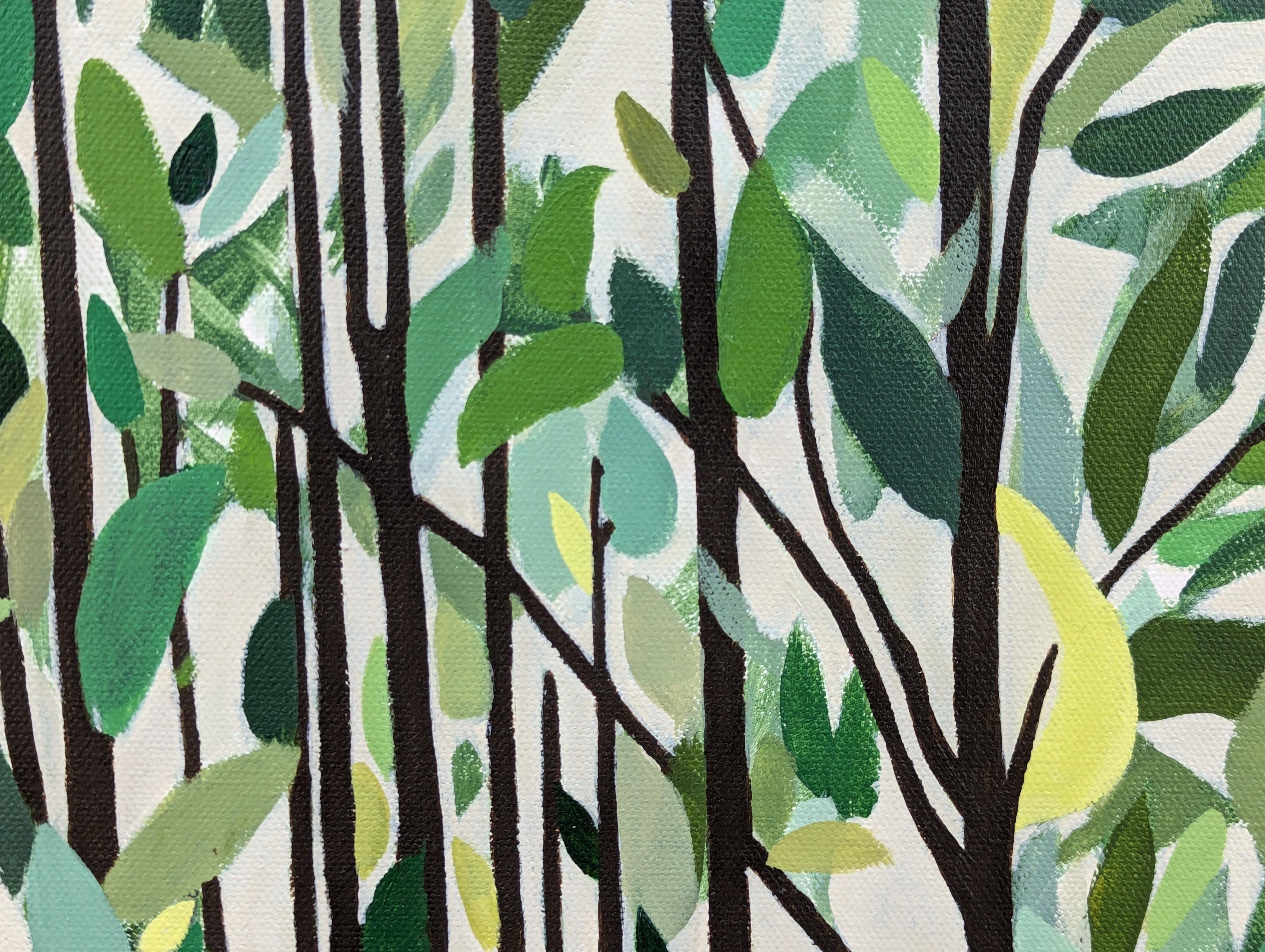 “Forest Ride” Contemporary Horse Riding Figure Through Green Foliage For Sale 5