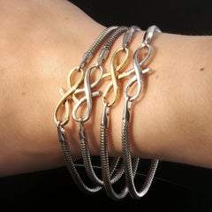 Jennifer Lopez JLRY 925 Sterling Silver Infinity Bracelet Set of 4 Two Tone 32g