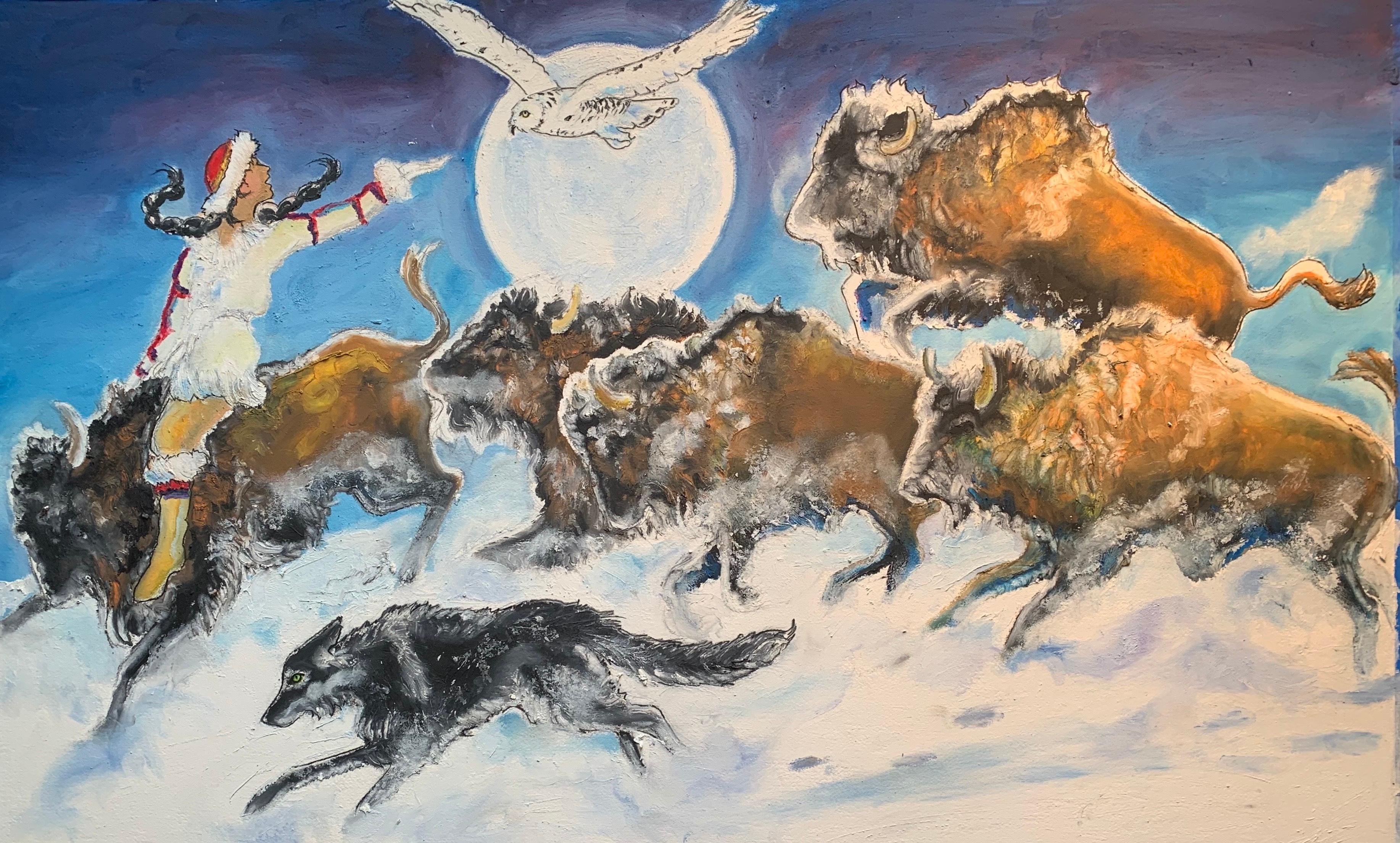 Jennifer Lowe Landscape Painting - Blue Moon Myth