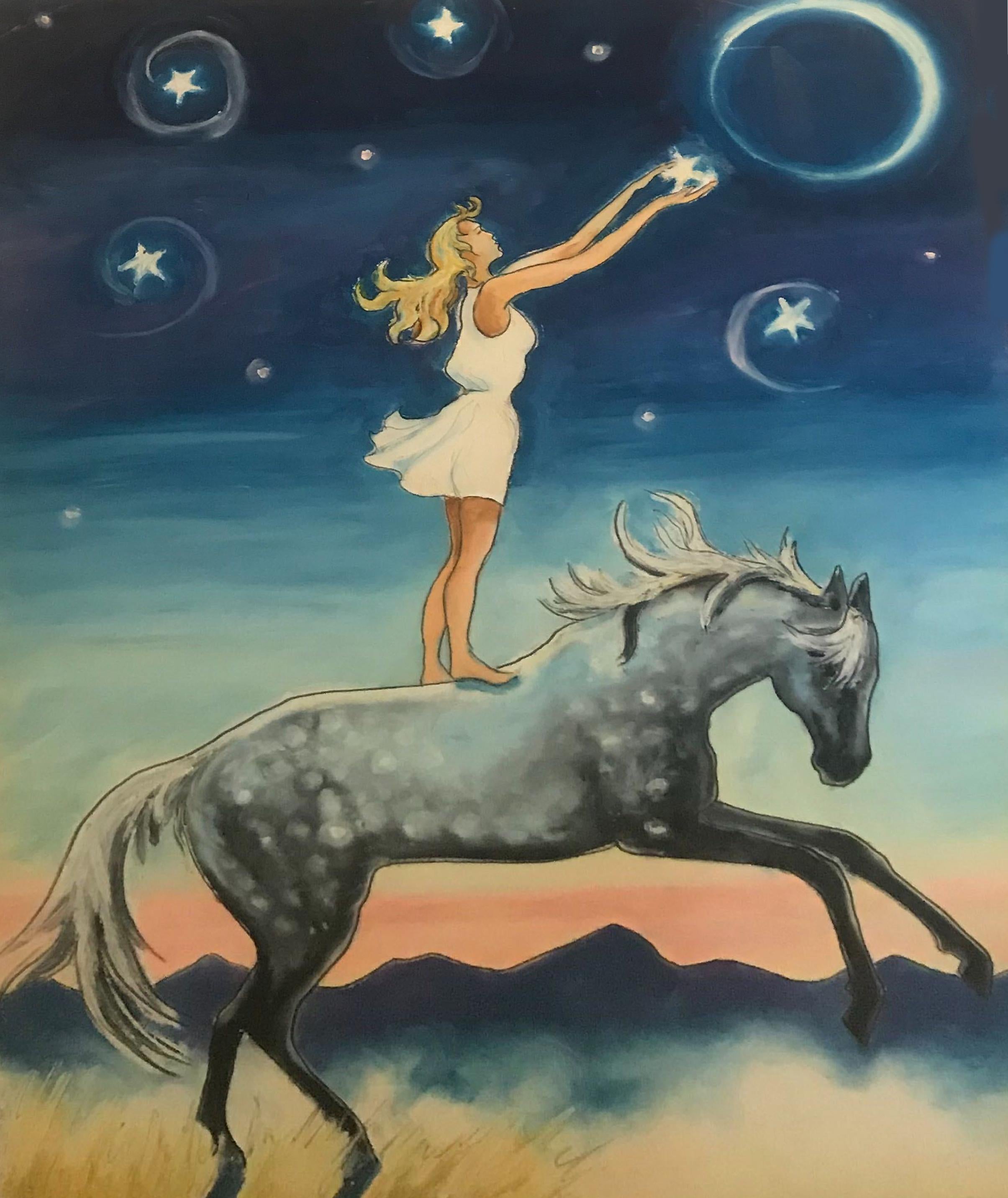 Jennifer Lowe Figurative Painting - Catch a Star