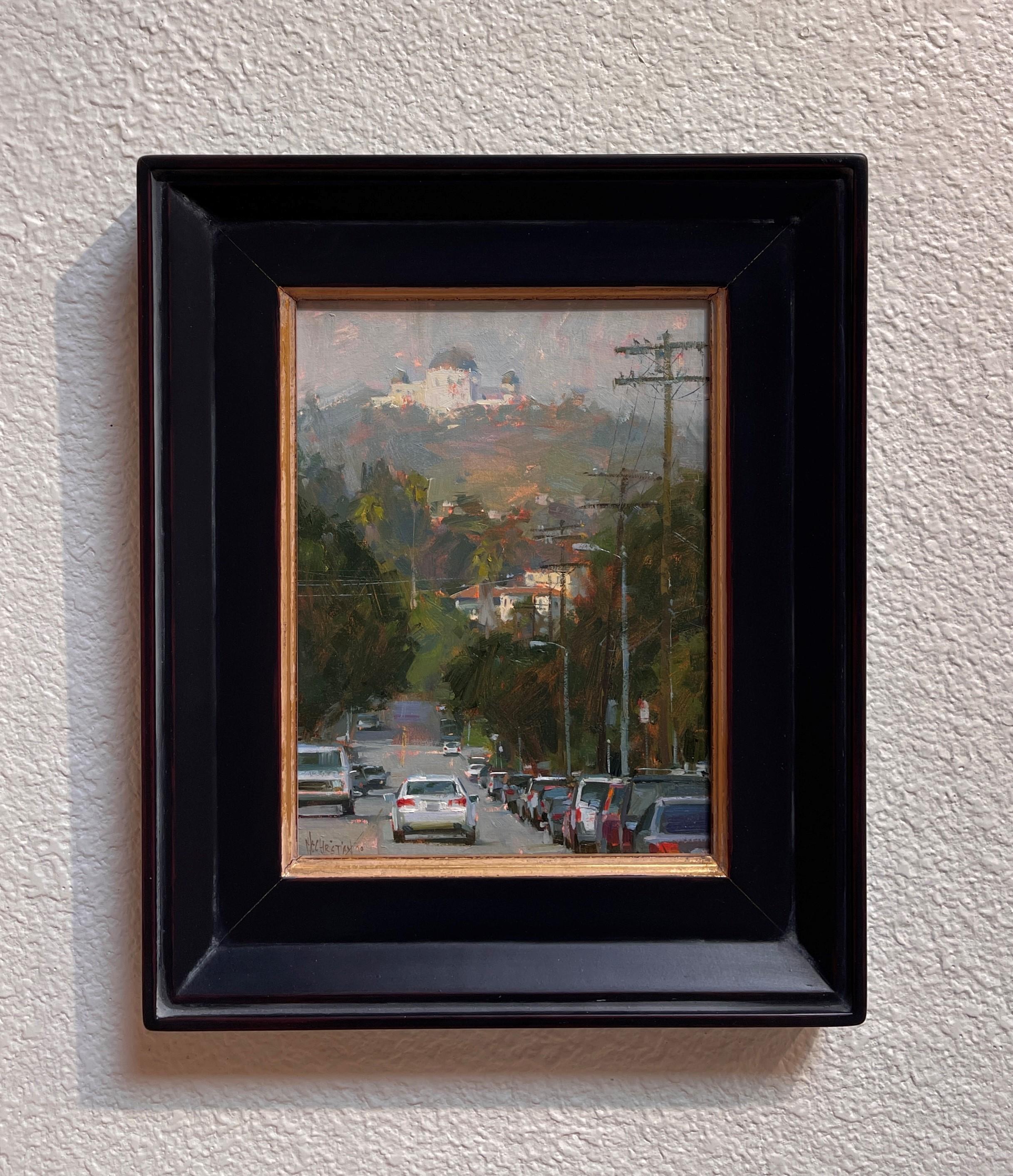 „Observatory Overhaul“ von Jennifer McChristian, Original-Ölgemälde einer Stadt im Angebot 1