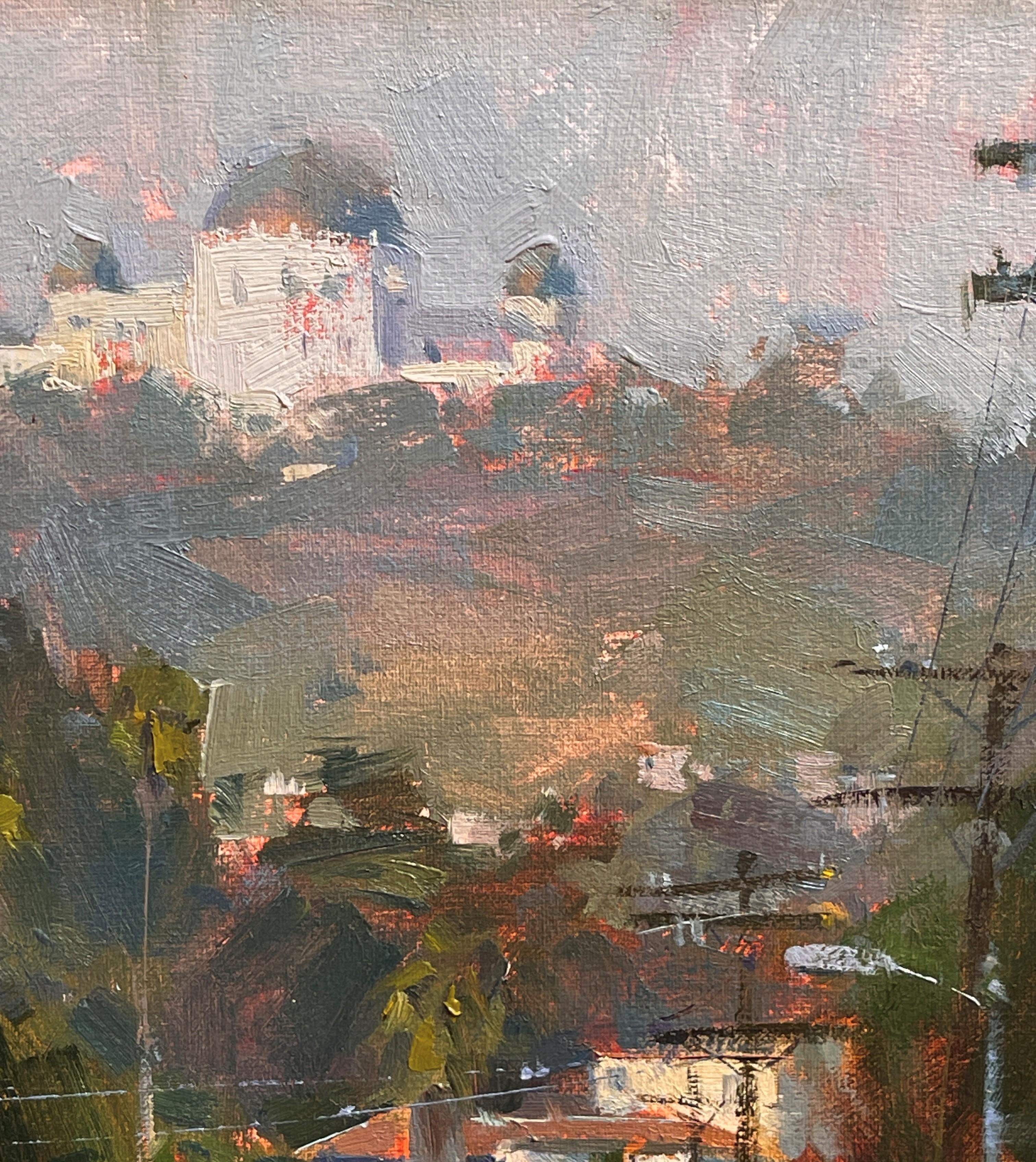 „Observatory Overhaul“ von Jennifer McChristian, Original-Ölgemälde einer Stadt im Angebot 3