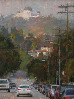 "Observatory Overhaul" - Impressionist Cityscape and Skyscape, Oil Painting