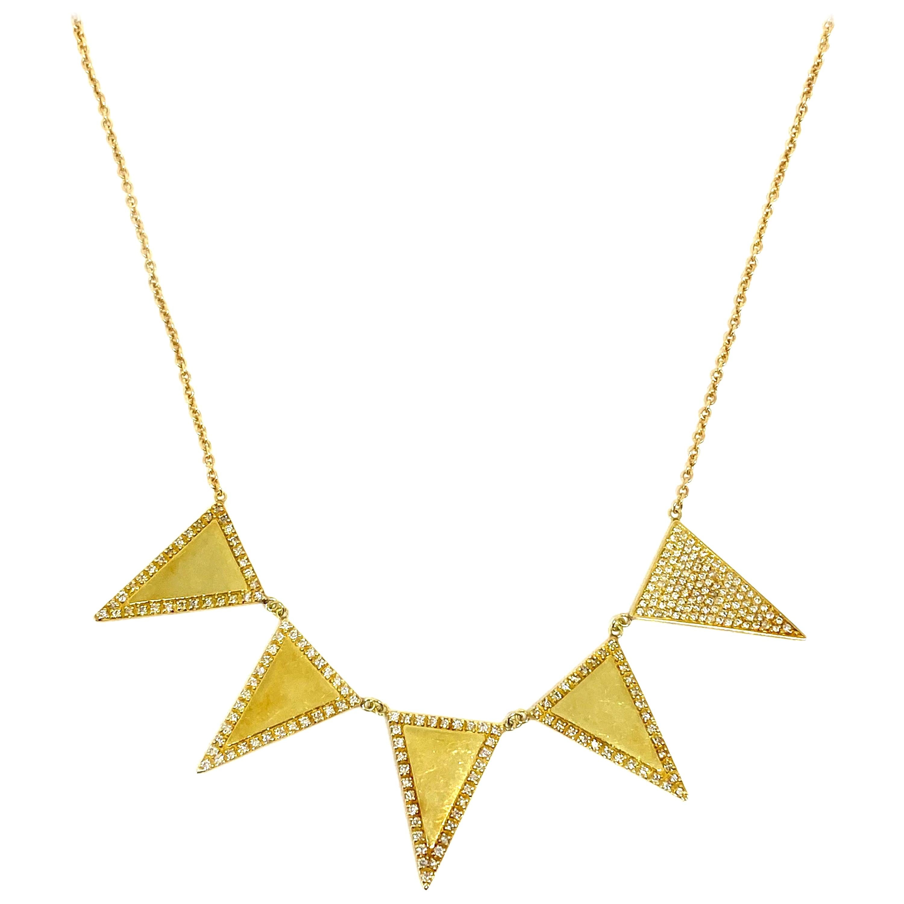 Jennifer Meyer 18K Yellow Gold and Diamond Triangle Necklace 