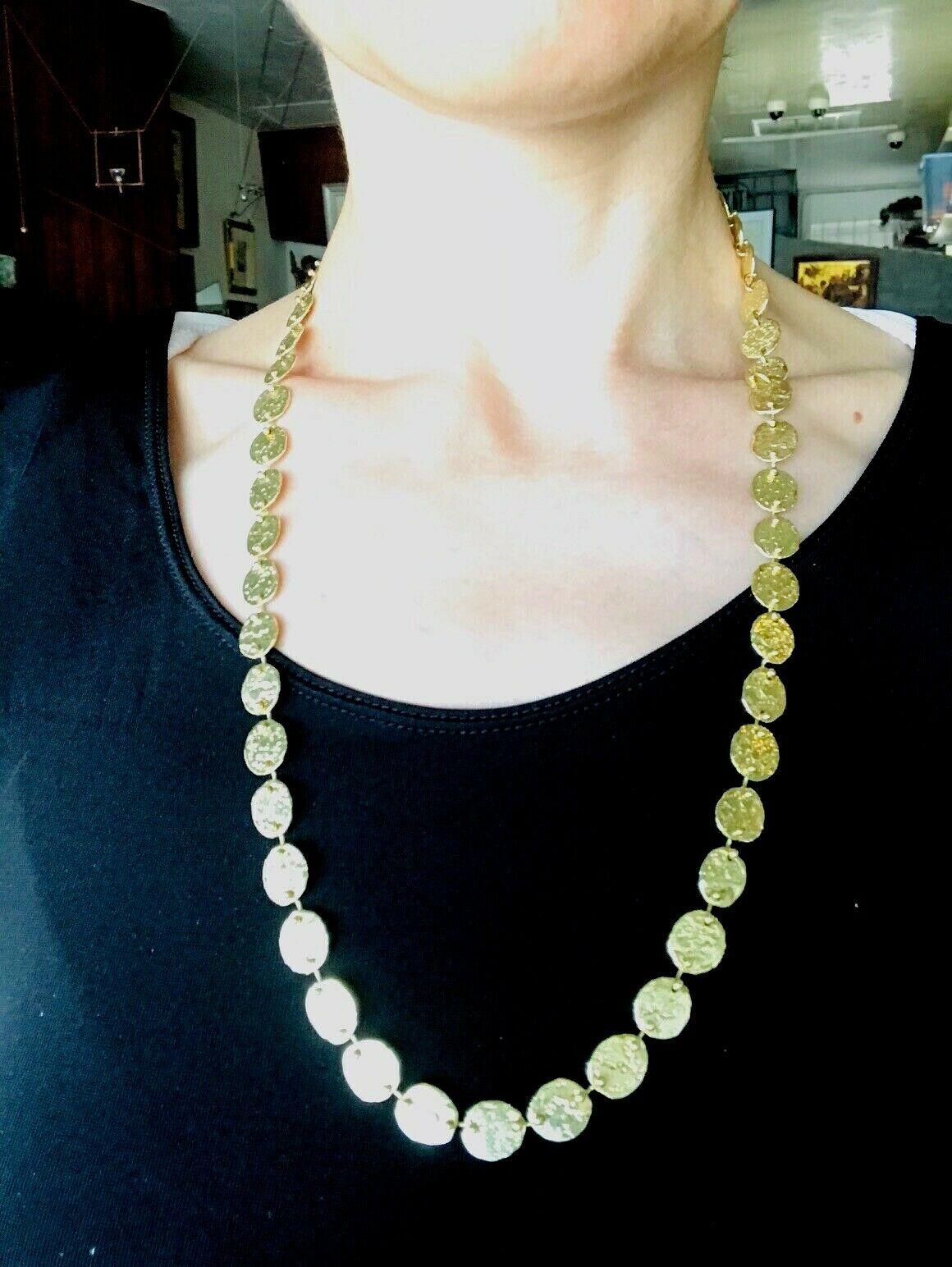 Jennifer Meyer Hammered Yellow Gold Chain Necklace In Excellent Condition In Beverly Hills, CA