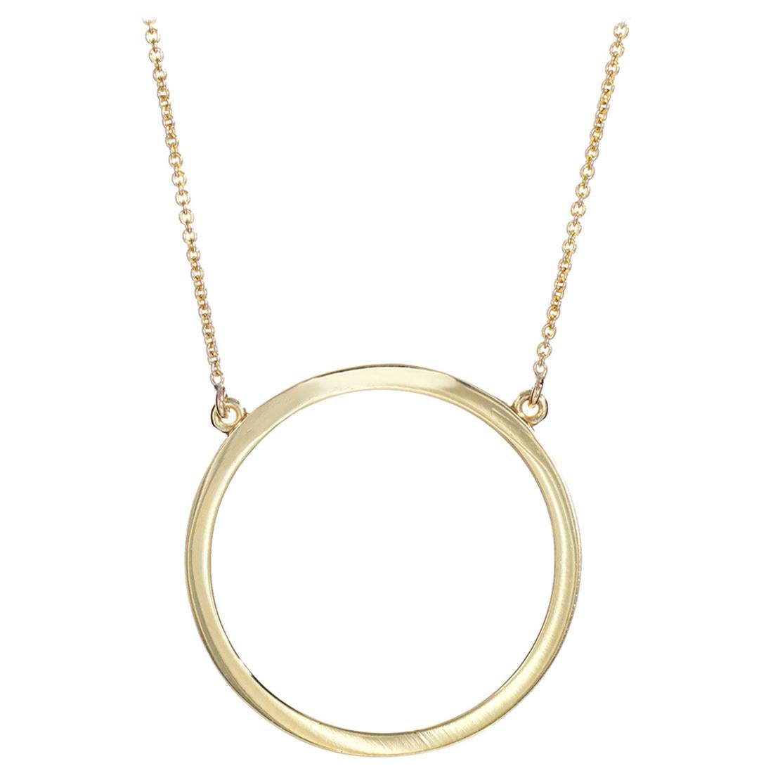 Jennifer Meyer Open Circle Necklace Estate 18 Karat Yellow Gold Chain Jewelry For Sale