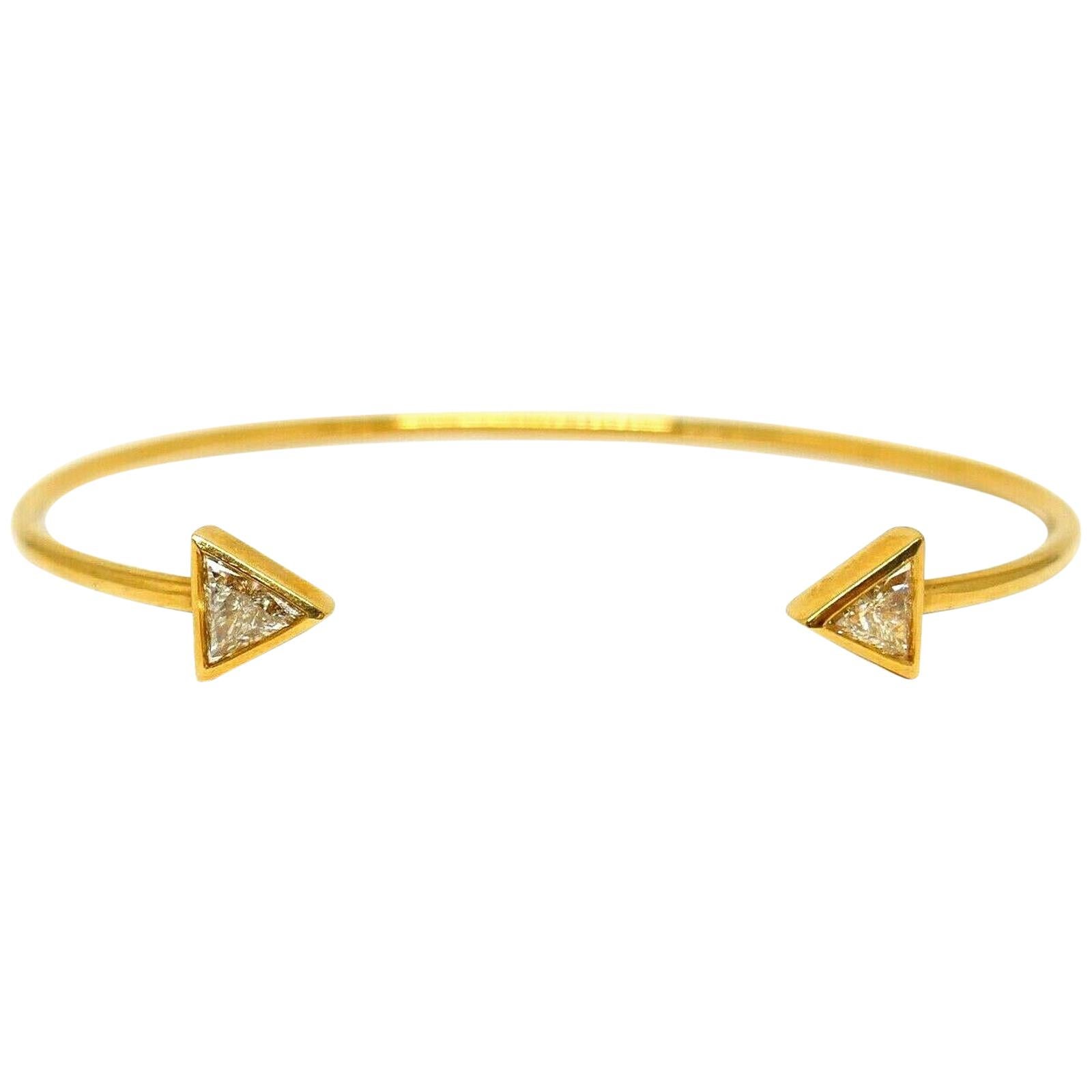 Jennifer Meyer Yellow Gold Diamond Wire Bangle Bracelet