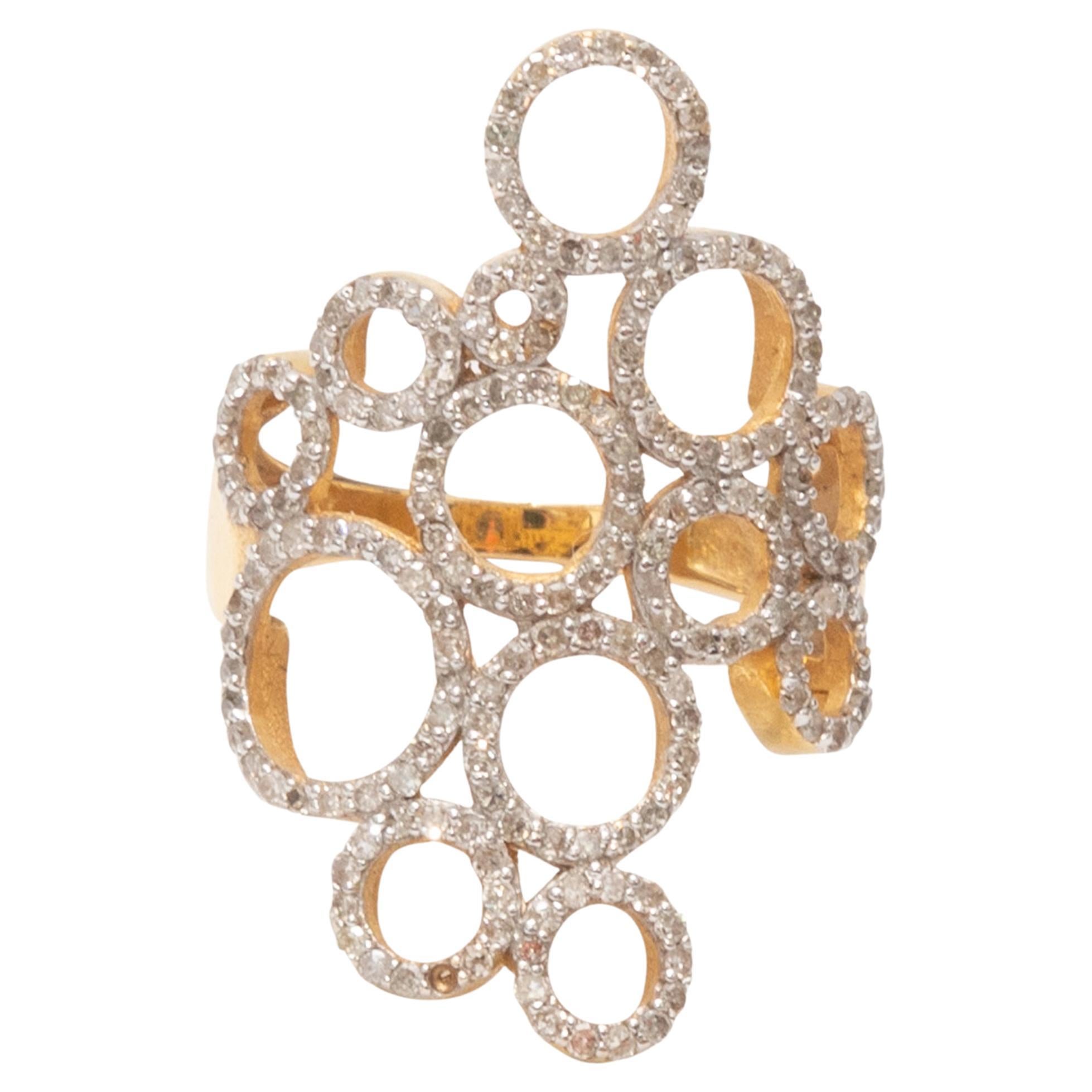Jennifer Miller Gold Pave Diamond Circles Ring