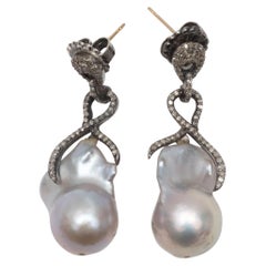 Jennifer Miller Silver & Baroque Pearl Drop Earrings