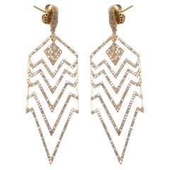 Jennifer Miller Yellow Gold & Pave Diamond Chevron Drop Earrings
