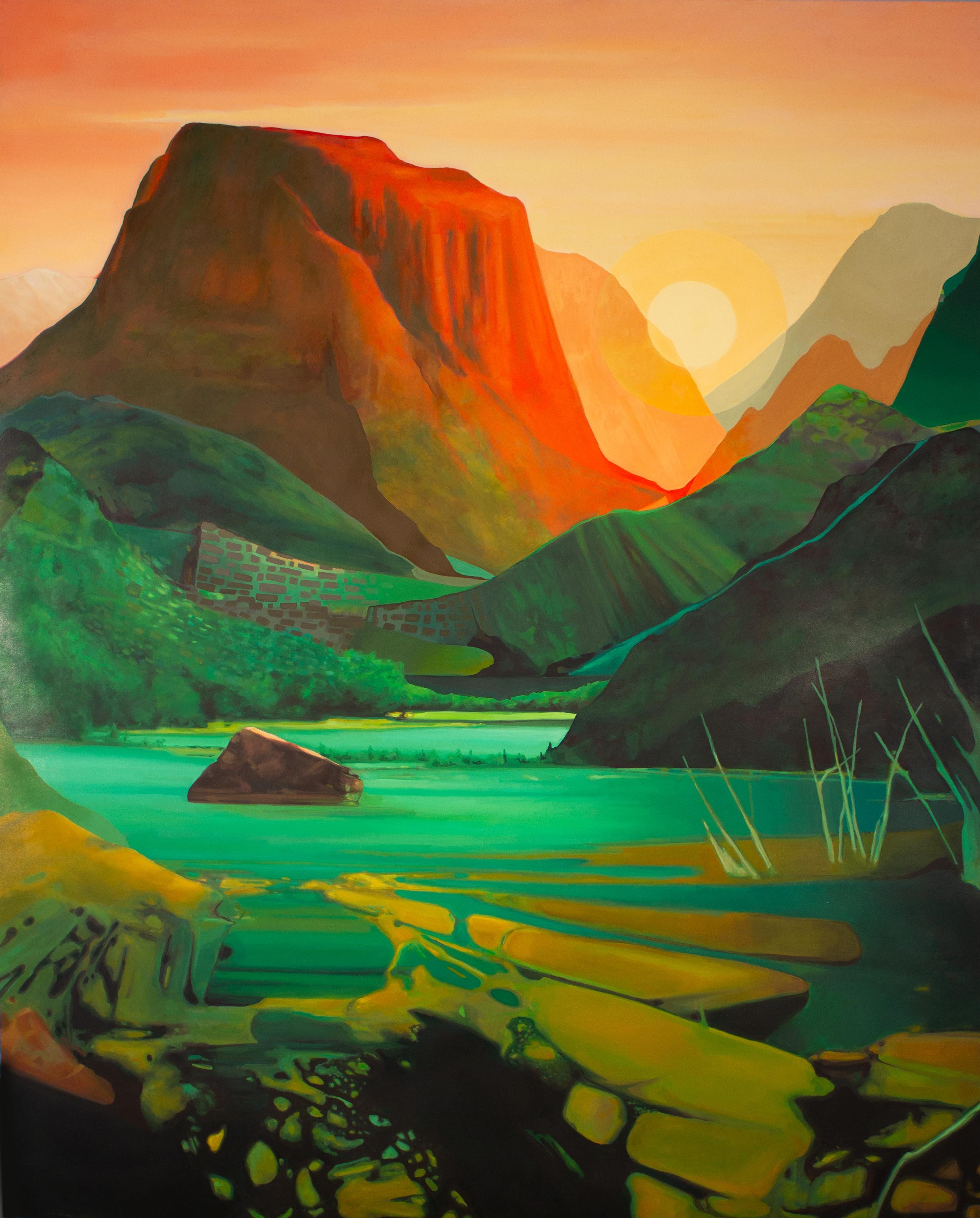 Jennifer Nehrbass Landscape Painting – Sonnenuntergang Gerichtet