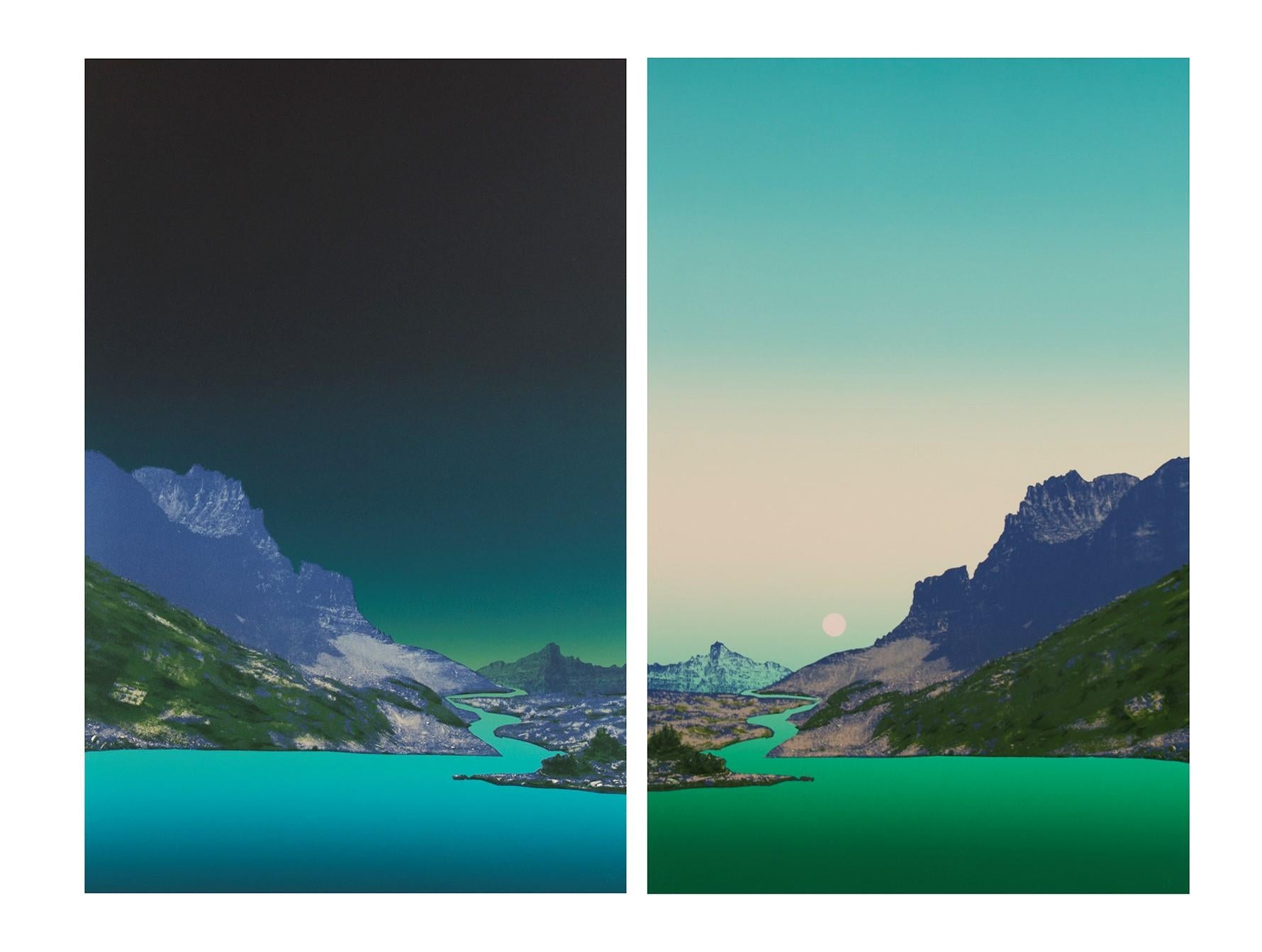 Jennifer Nehrbass Landscape Print - Nightscape, Dayscape (diptych)