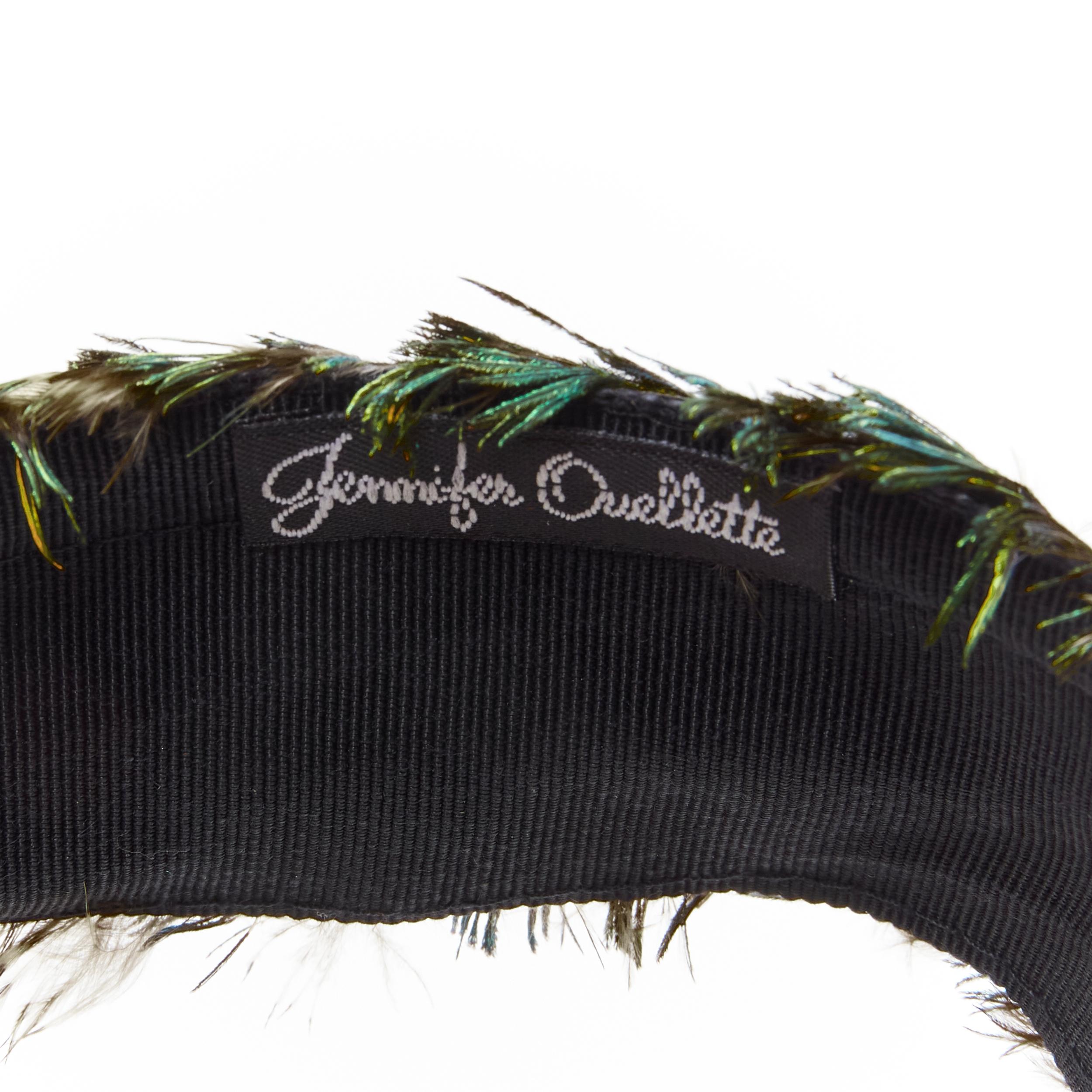 JENNIFER OUELLETTE Lot of 2 green peacock feather black sequins wide headband For Sale 6
