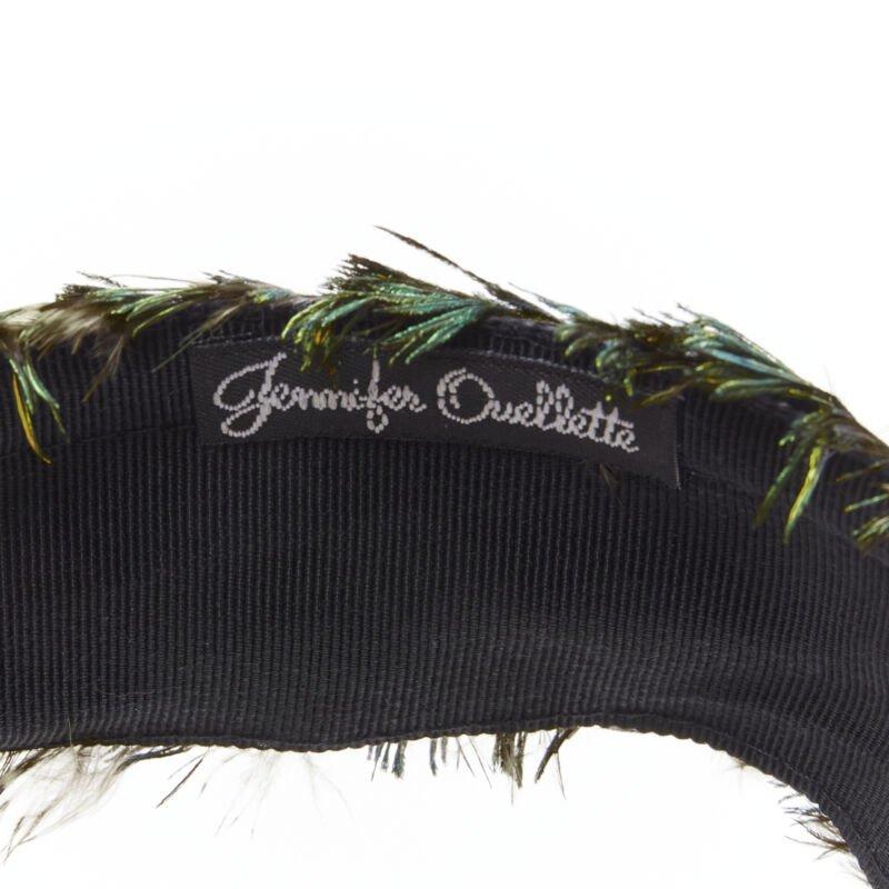 JENNIFER OUELLETTE Lot of 2 green peacock feather black sequins wide headband For Sale 7