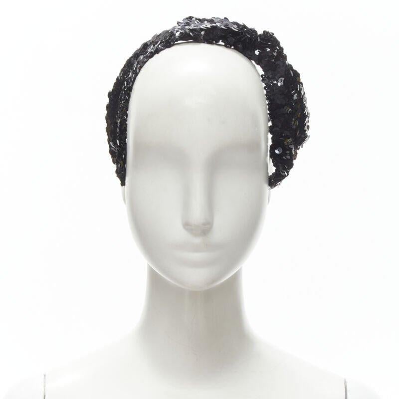 JENNIFER OUELLETTE Lot of 2 green peacock feather black sequins wide headband For Sale 1