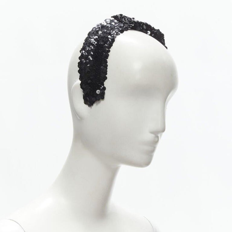 JENNIFER OUELLETTE black sequin headband Black Sparkle Padded Headband – Jennifer Ouellette main image 2