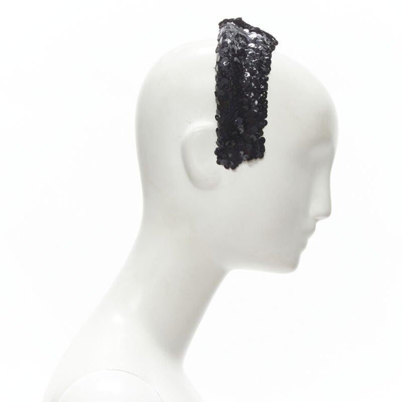 JENNIFER OUELLETTE Lot of 2 green peacock feather black sequins wide headband For Sale 3