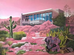 Strange Season, surrealist architecture and desert landscape oil painting, 2020