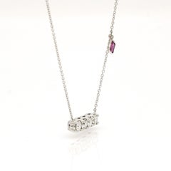 Jennifer Rivera's Handmade Minimo Four Diamond Bar Necklace with Ruby