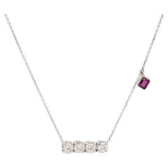Jennifer Rivera's Handmade Minimo Four Diamond Bar Necklace with Ruby