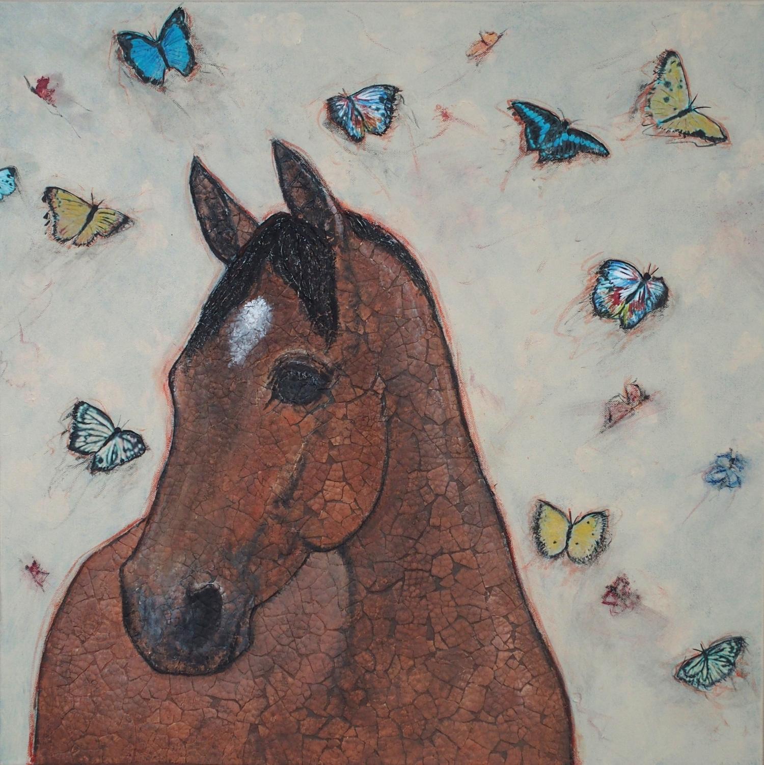 Cavallo Kintsugi - Metamorfosi, dipinto originale - Mixed Media Art di Jennifer Ross