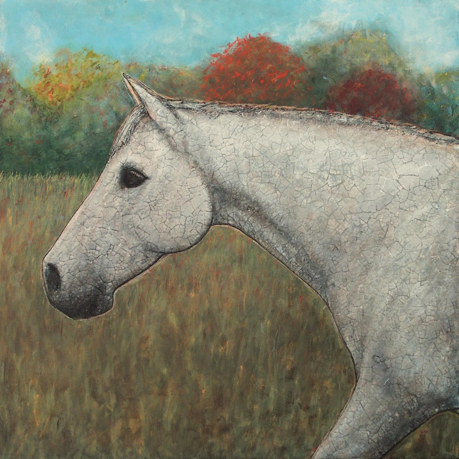 Kintsugi Horse-The Beautiful Changes, Original Painting - Mixed Media Art by Jennifer Ross
